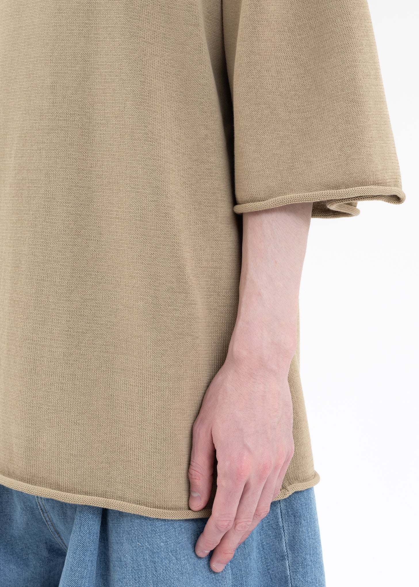 BEIGE KNITTED FELTED T-SHIRT - Image 2