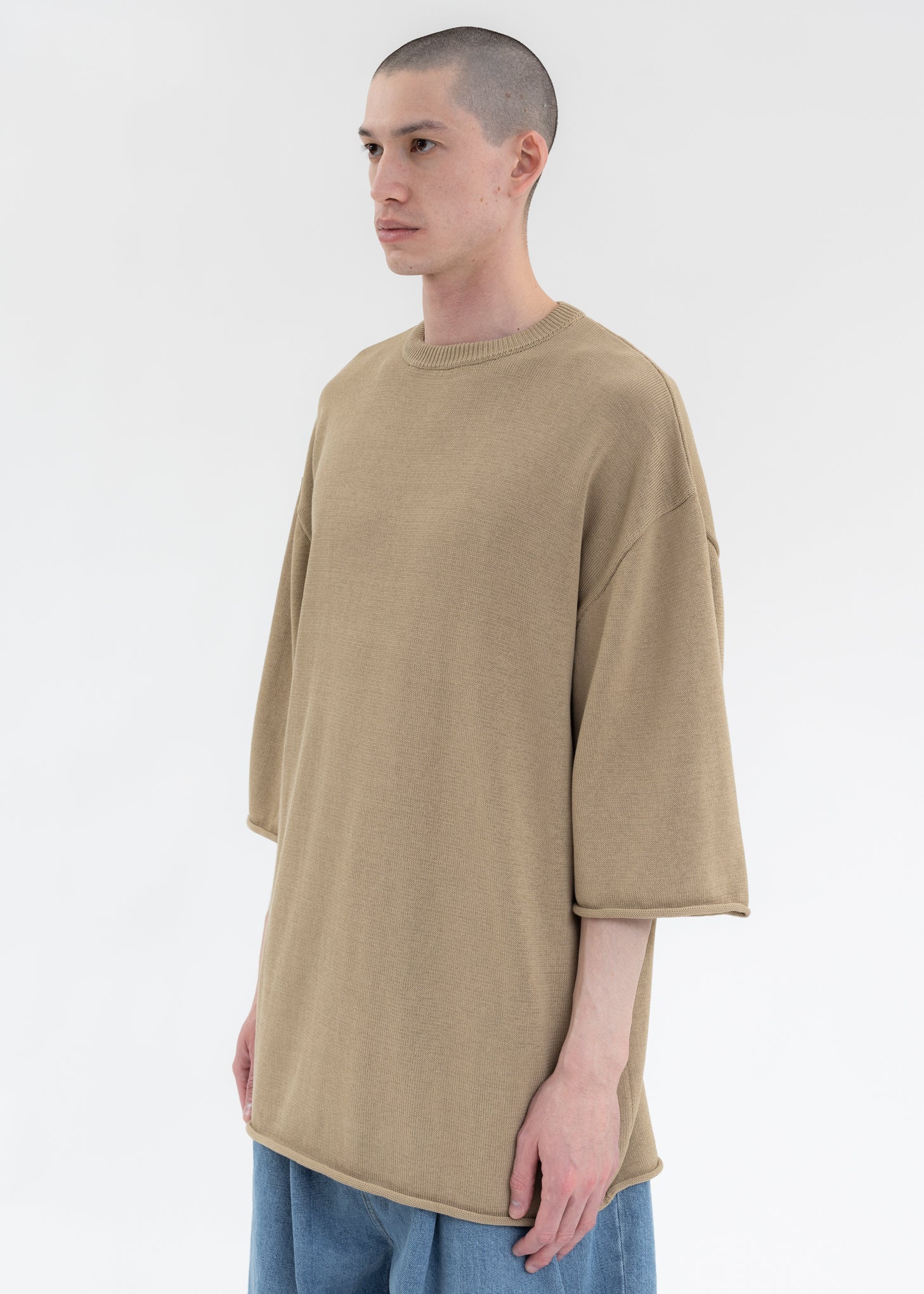 BEIGE KNITTED FELTED T-SHIRT - Image 3