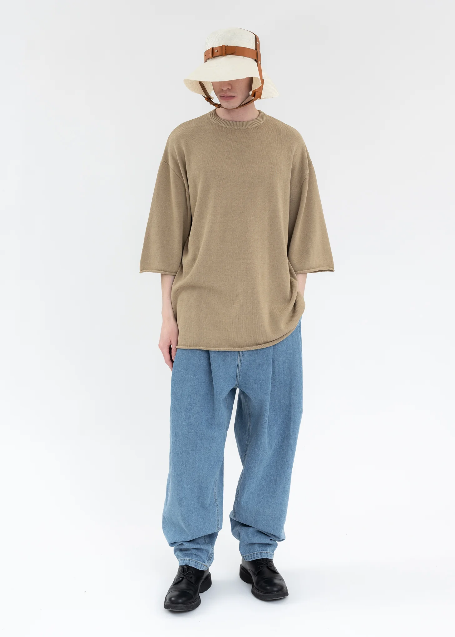 BEIGE KNITTED FELTED T-SHIRT - Image 5