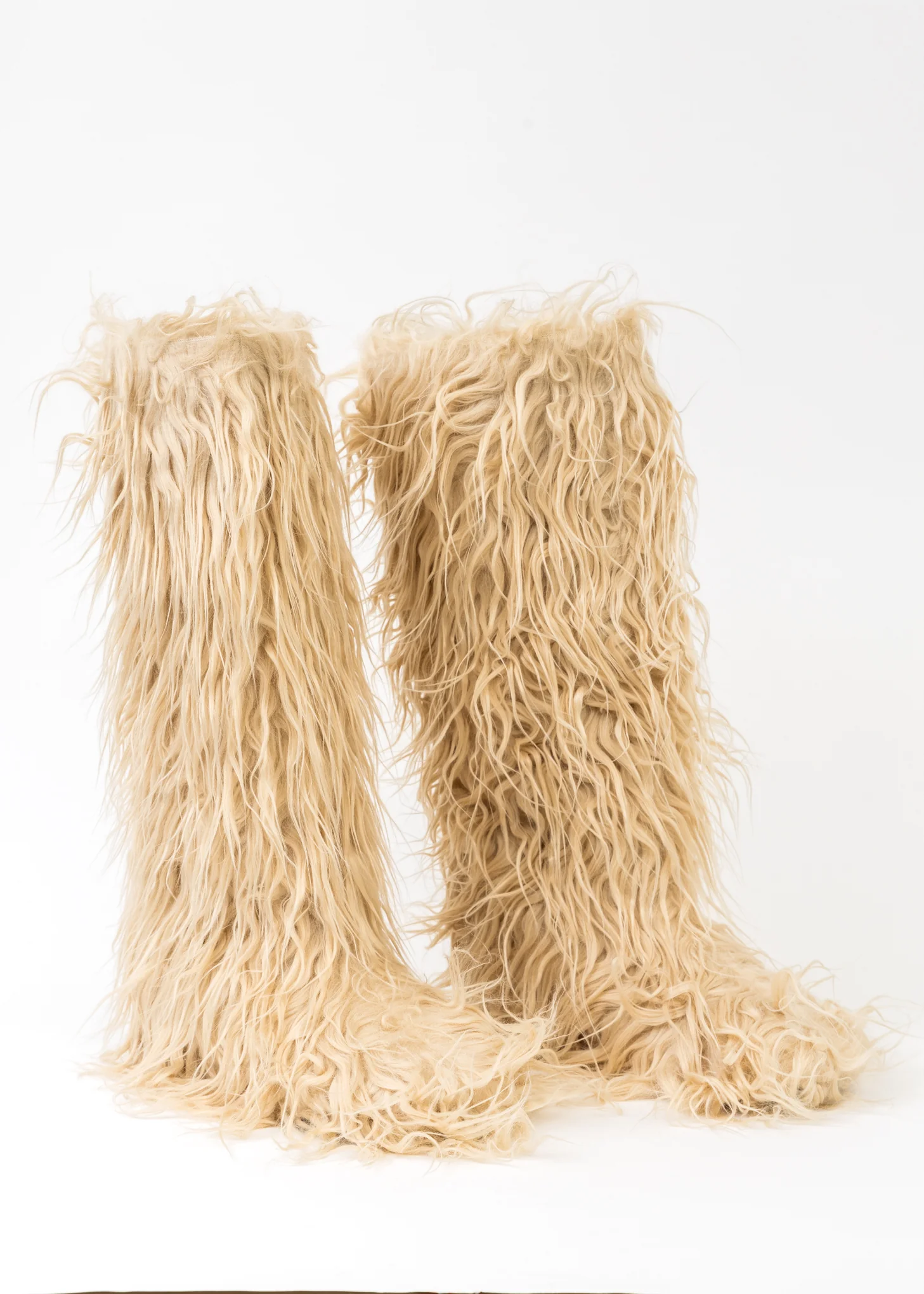 Beige LONG FUR BOOTS - Image 6