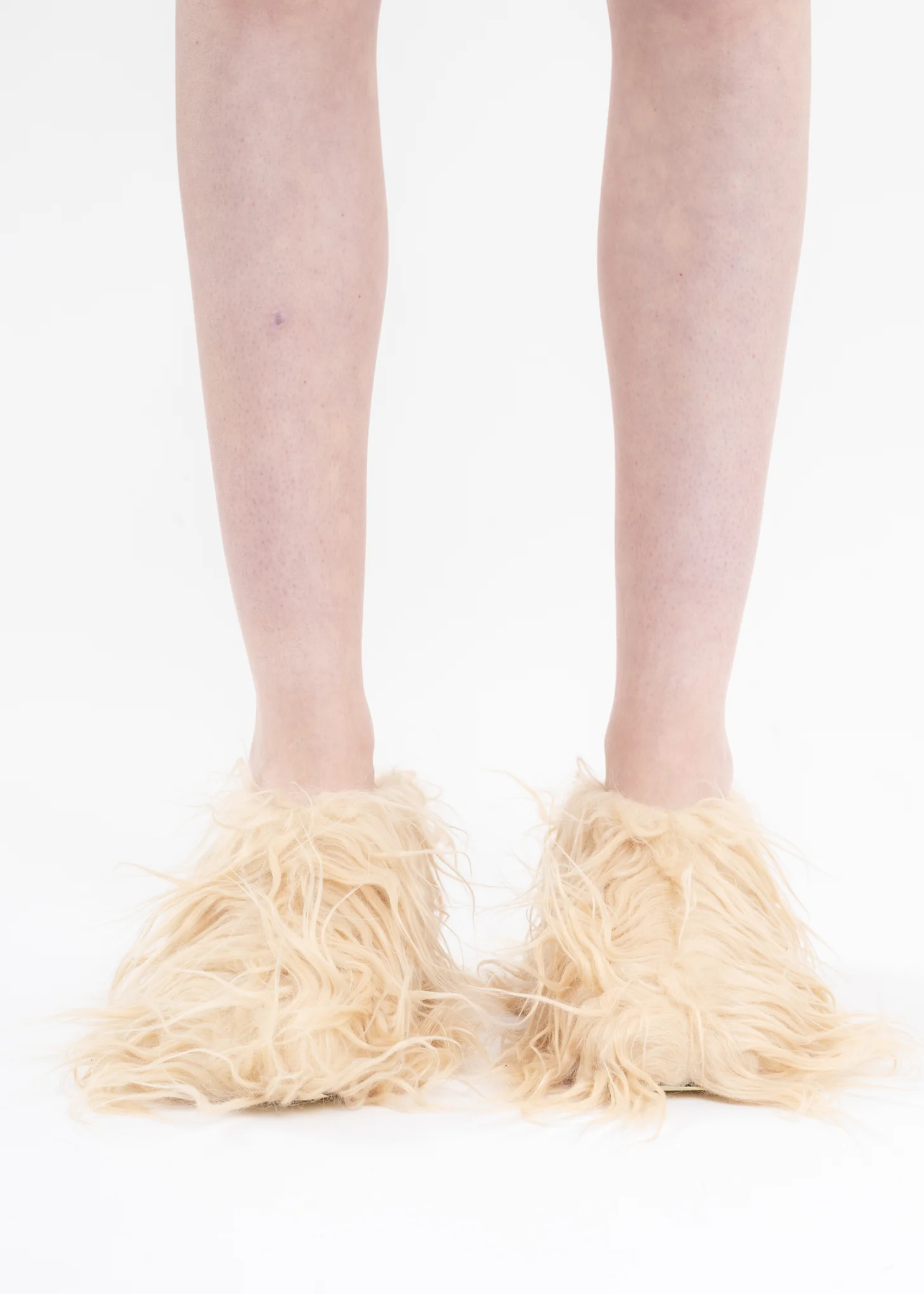 Beige LONG FUR SANDAL