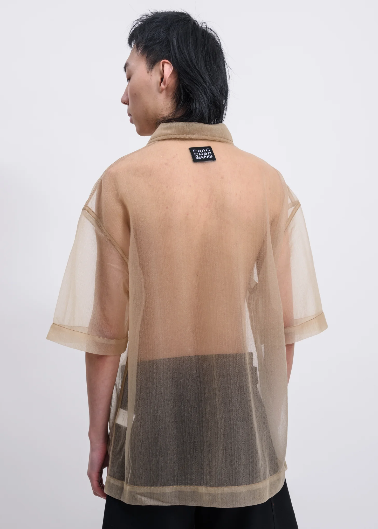 Beige Mesh Polo Shirt - Image 4