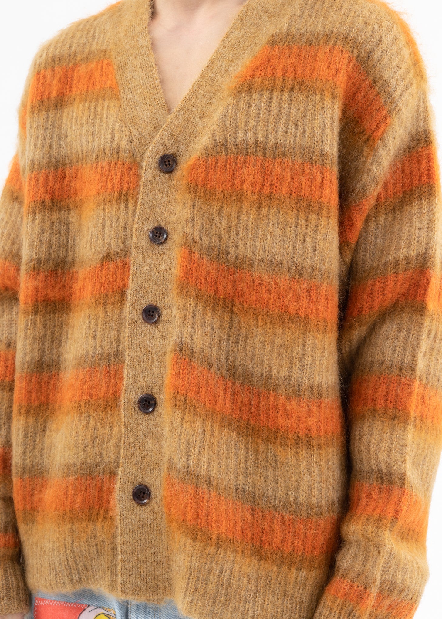 Beige MOHAIR BORDER KNIT CARDIGAN - Image 2