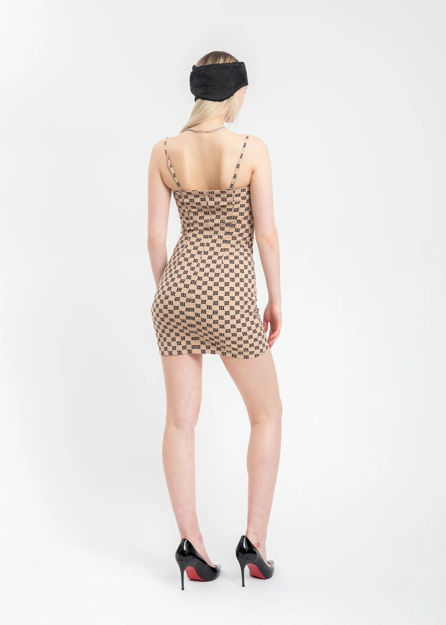 Beige Monogram LARA Spaghetti Mini Dress - Image 4