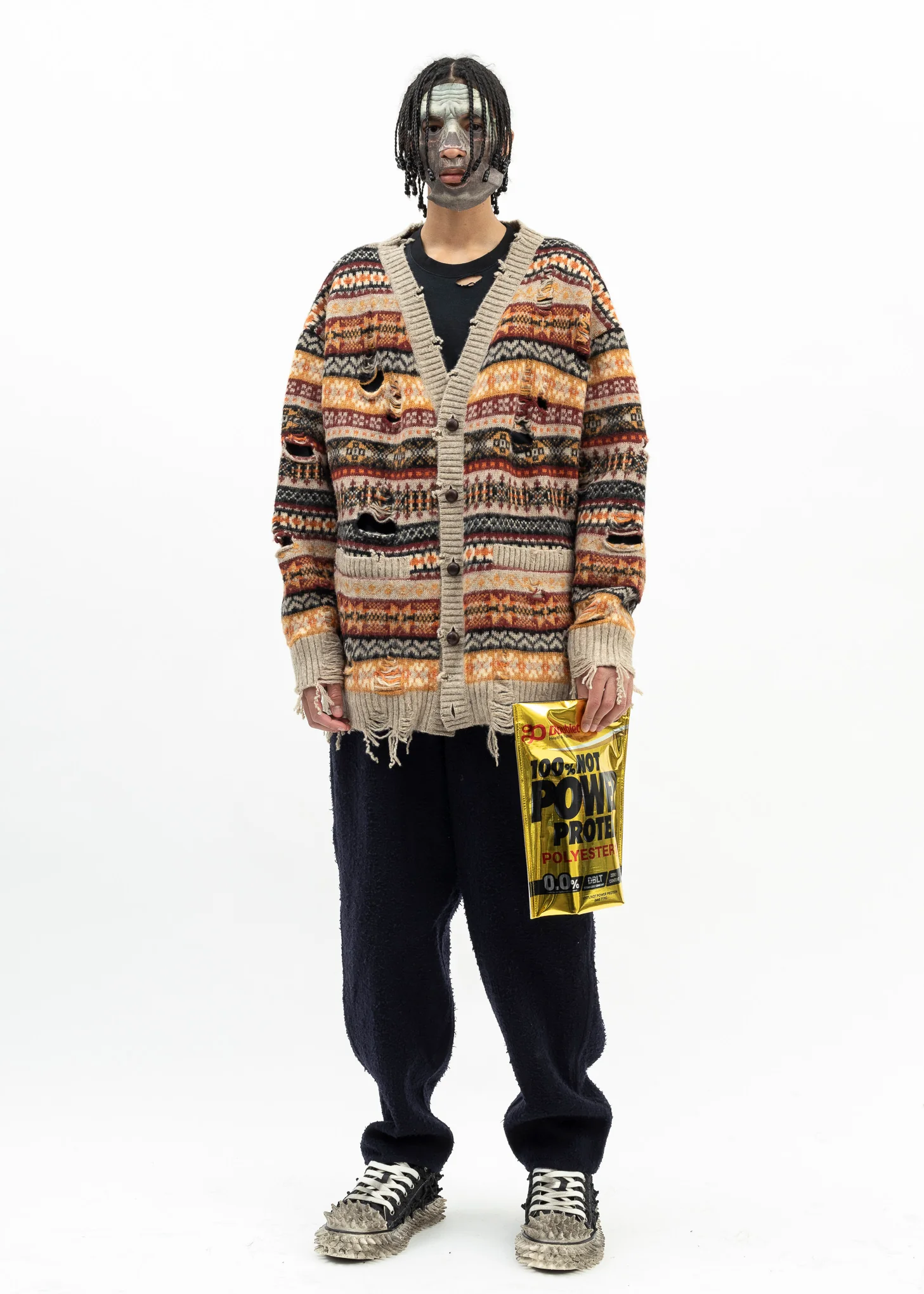 BEIGE OVERSIZED FAIR-ISLE CARDIGAN - Image 5