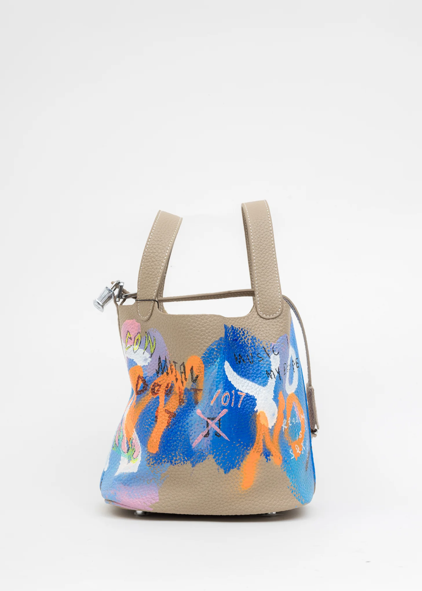 Beige Paint Cube Bag (Small) -(Graffiti) - Preorder - Image 3