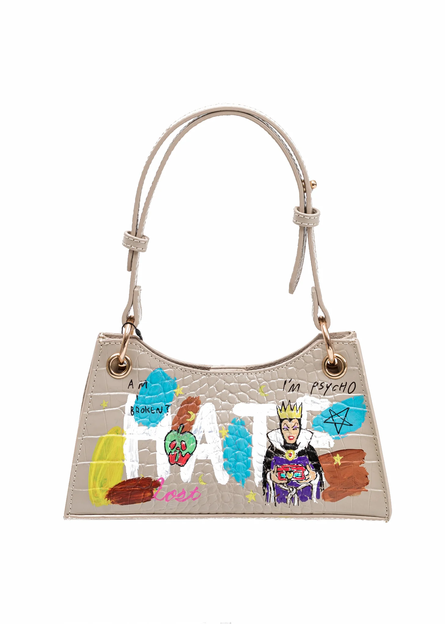 Beige Paint Minny Leather Bag -Evil Queen