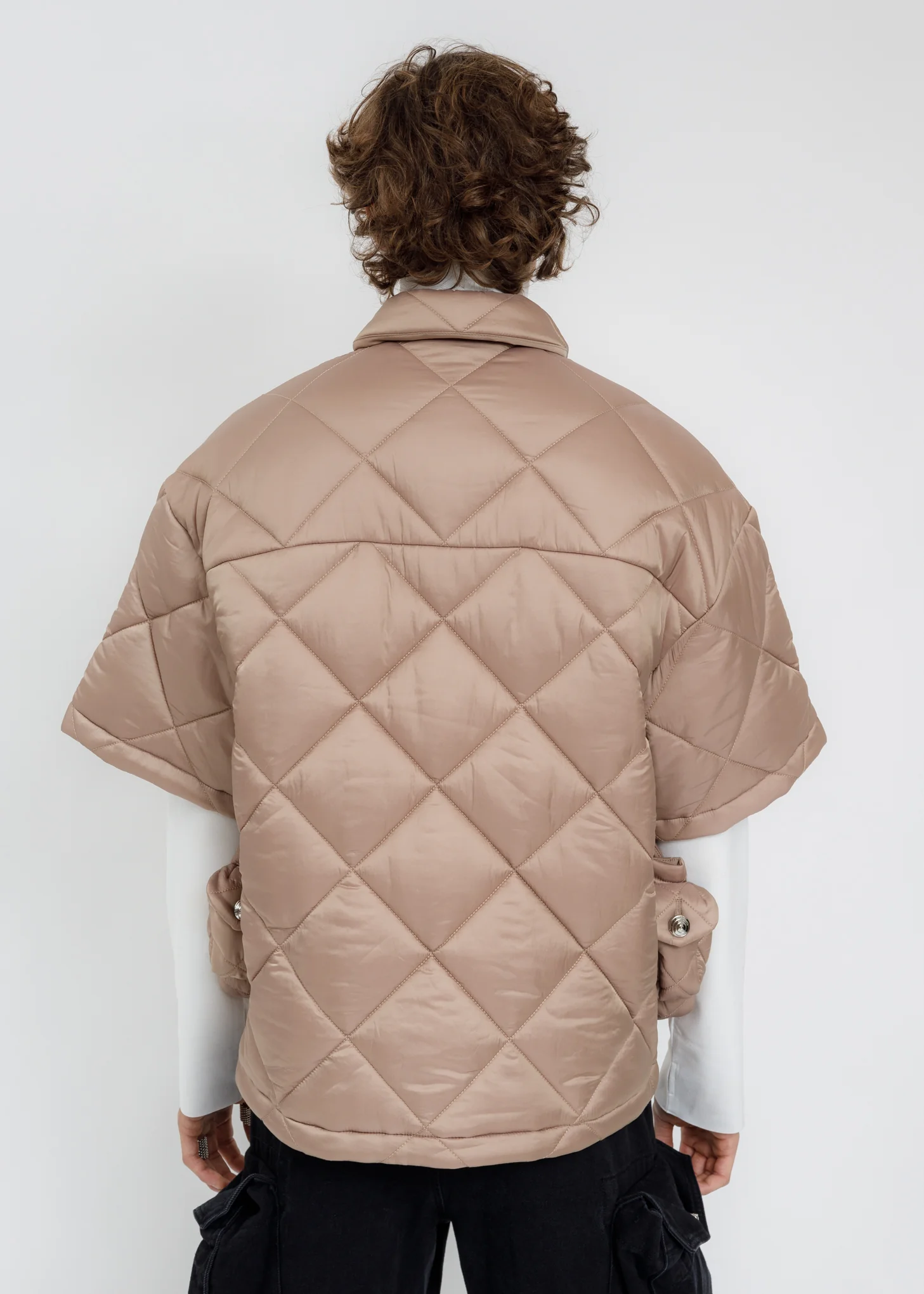 Beige Quilting Cargo Shirt - Image 2