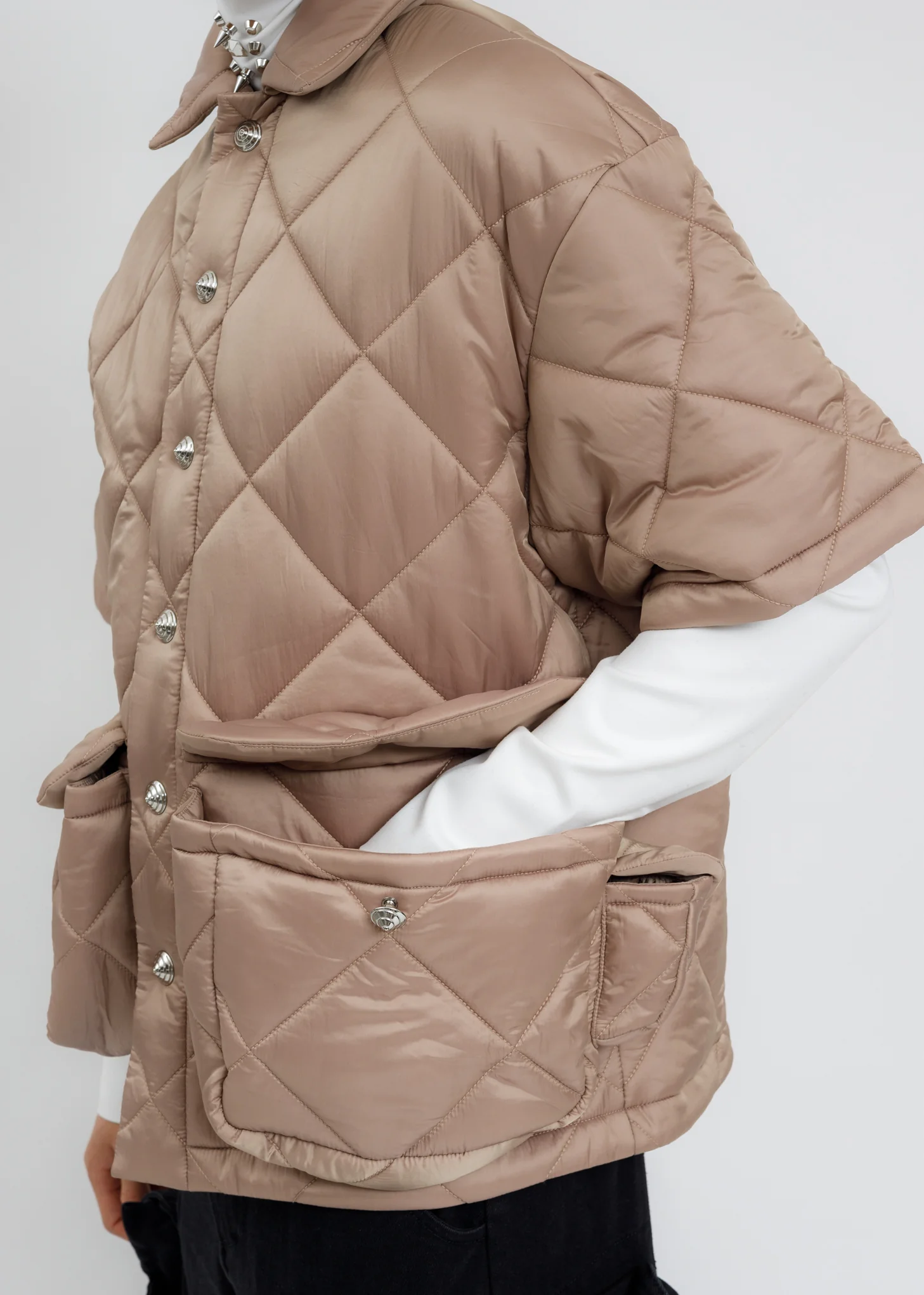 Beige Quilting Cargo Shirt - Image 4
