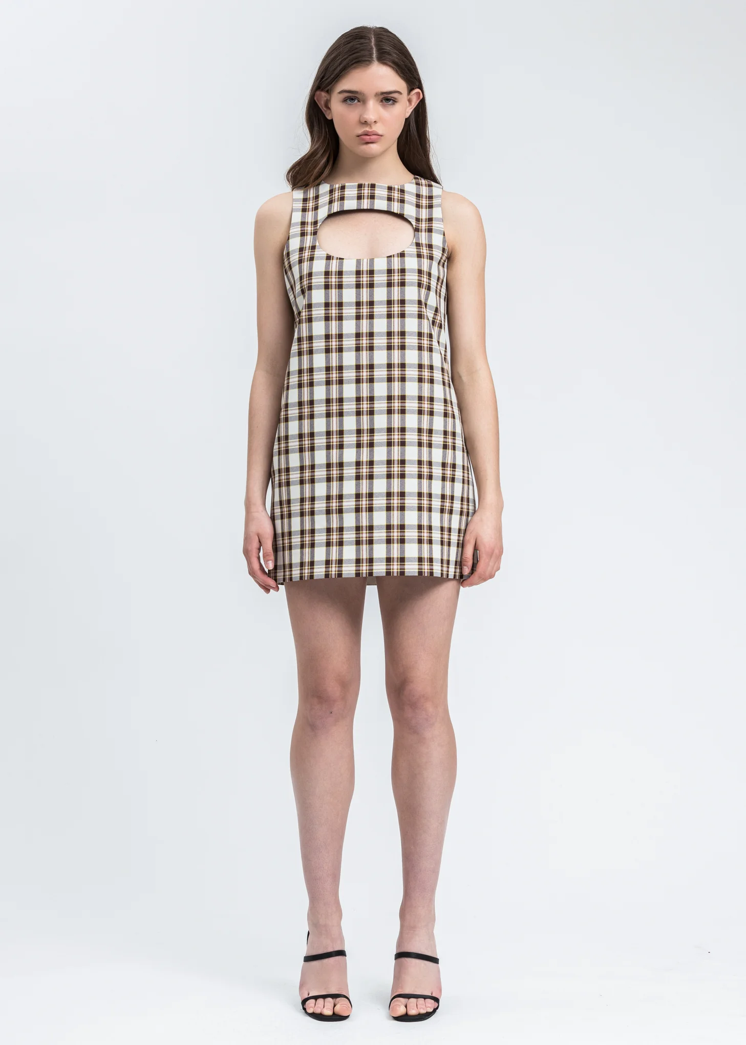 Beige Recycle Check LIV Dress