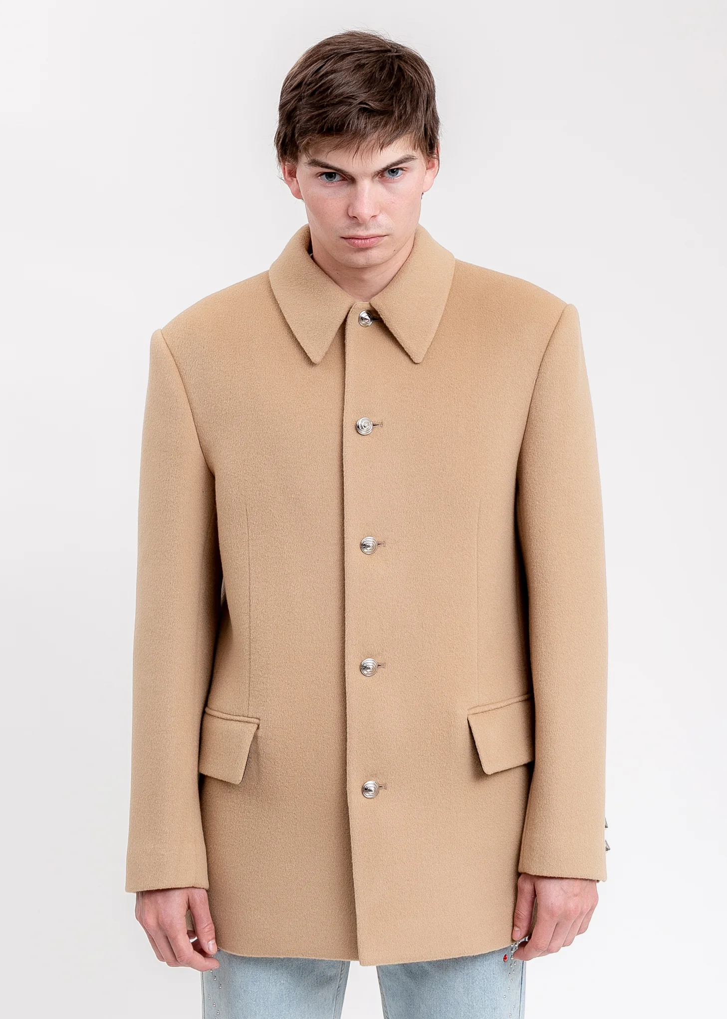 Beige Regular Collar Suit Jacket