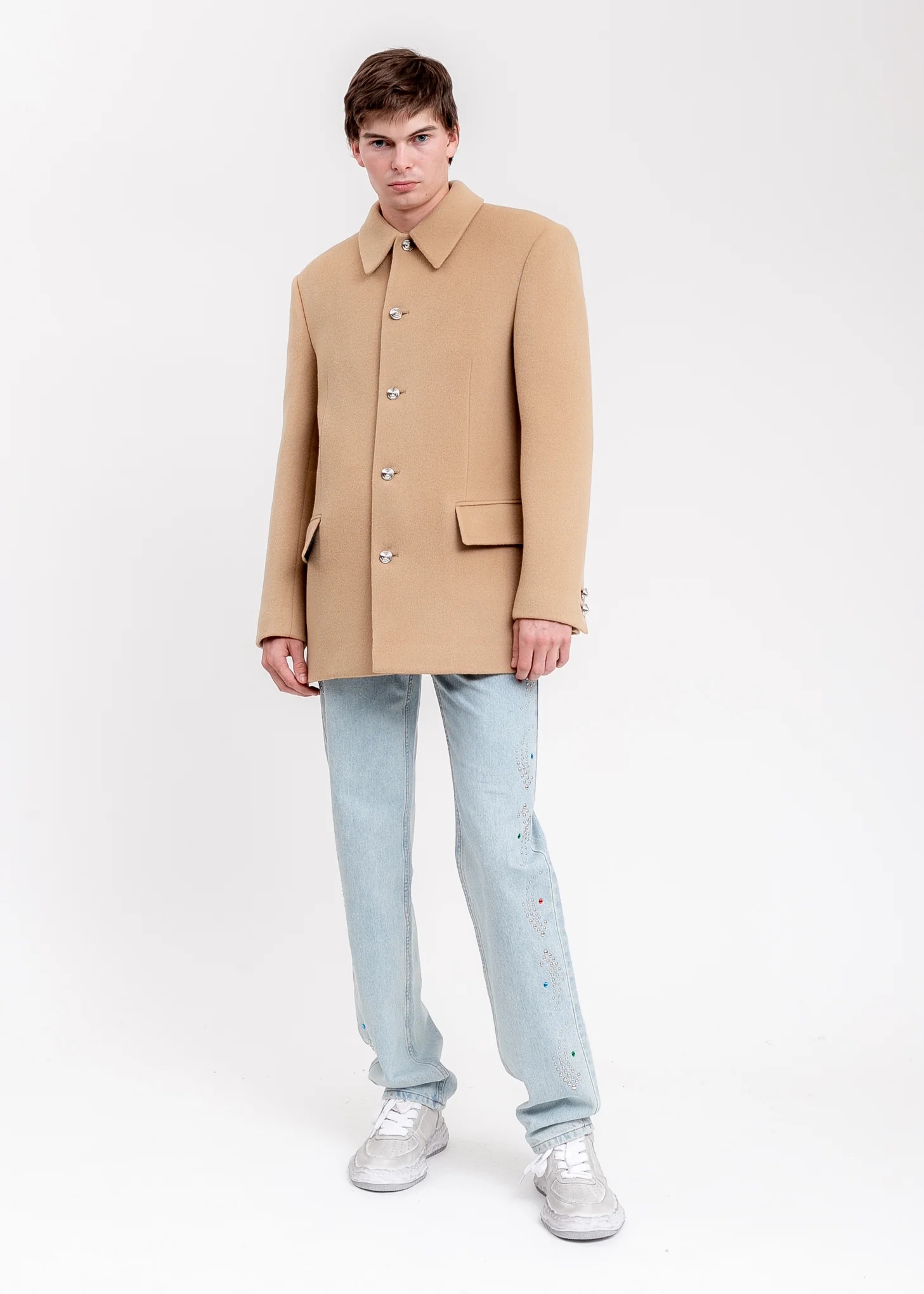 Beige Regular Collar Suit Jacket - Image 6