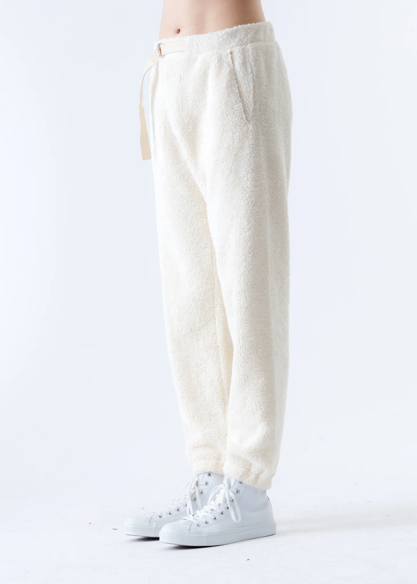 Beige Shaggy Fleece Sweatpants - Image 3