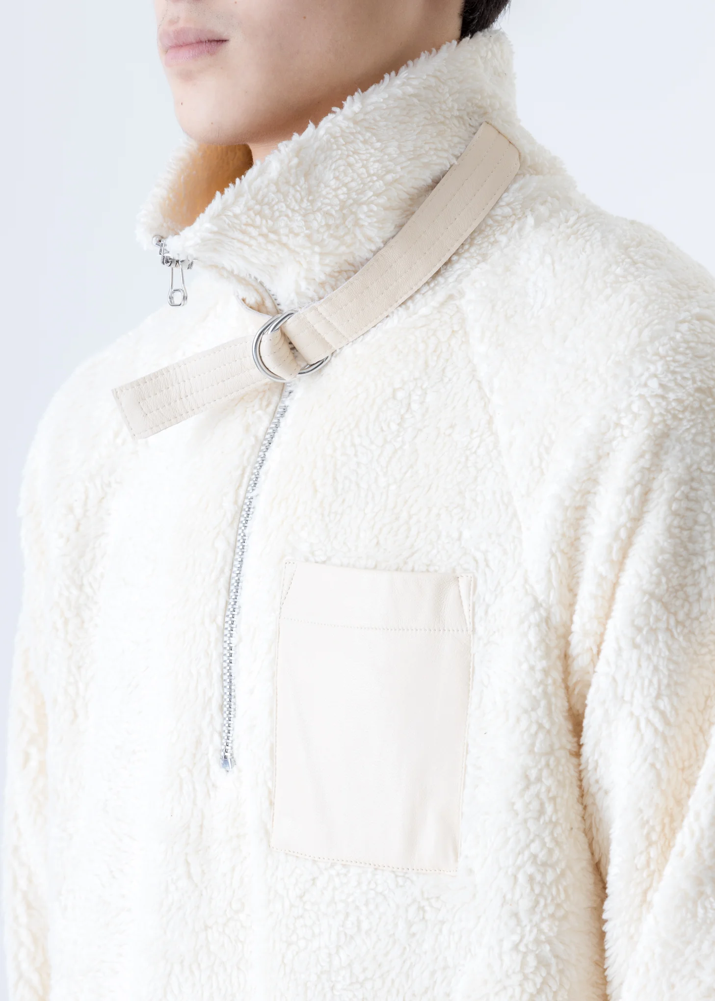 Beige Shaggy Fleece Sweatshirt - Image 3