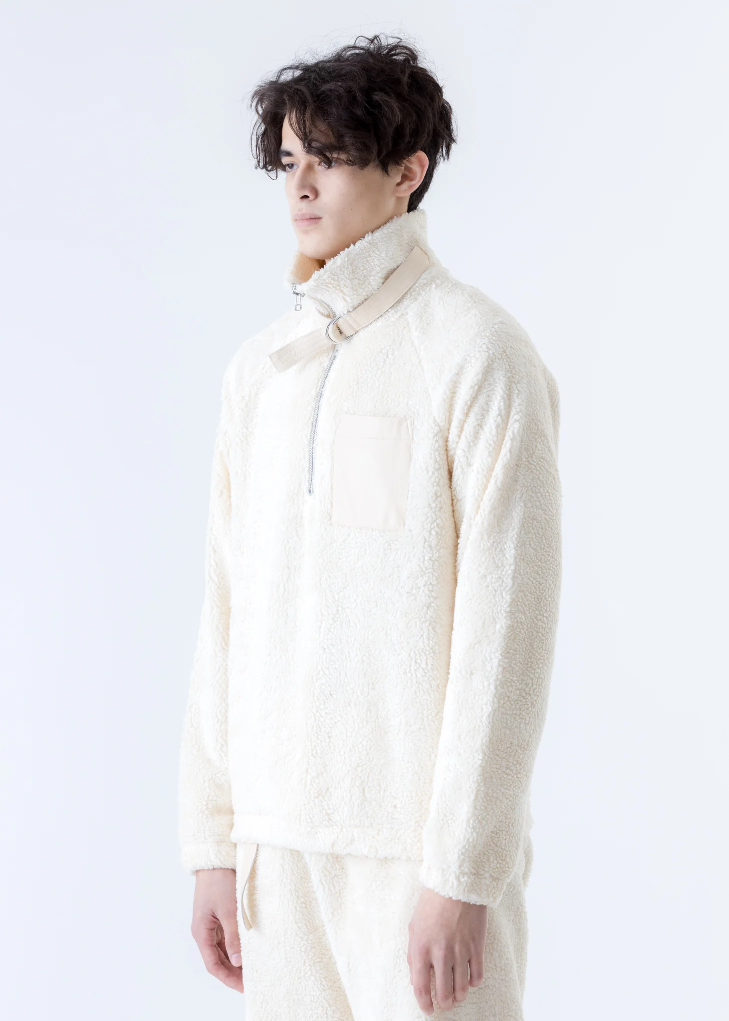 Beige Shaggy Fleece Sweatshirt - Image 4