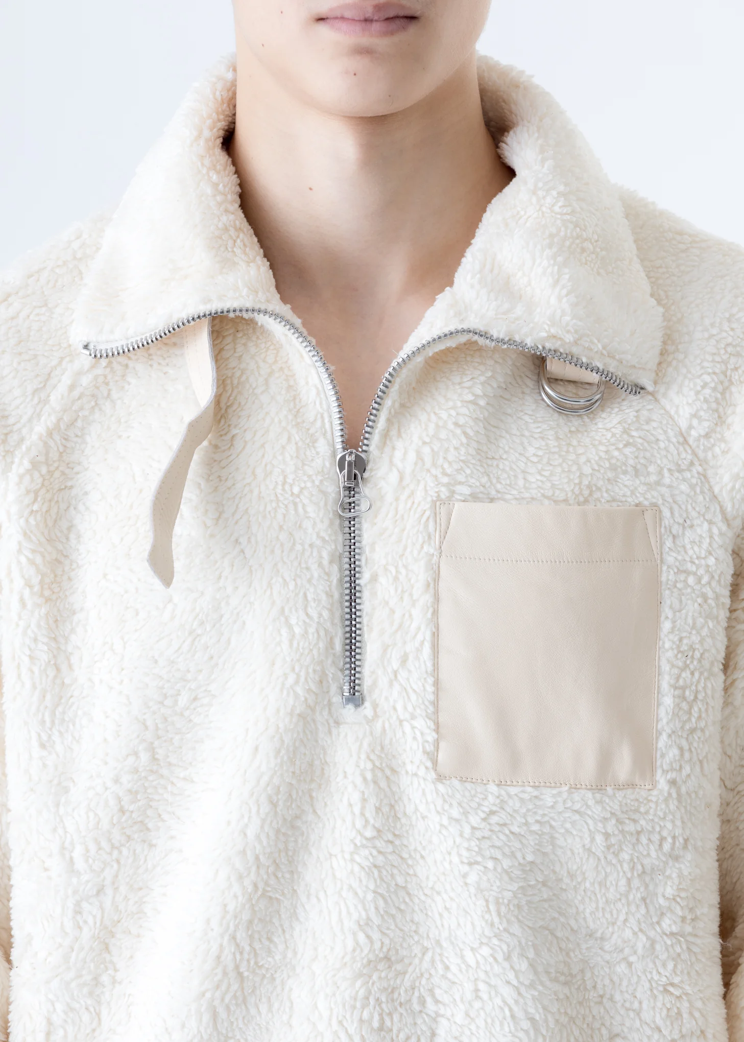 Beige Shaggy Fleece Sweatshirt - Image 6
