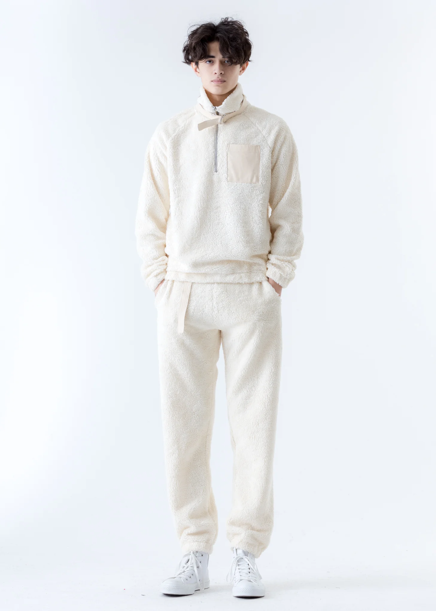 Beige Shaggy Fleece Sweatshirt - Image 7