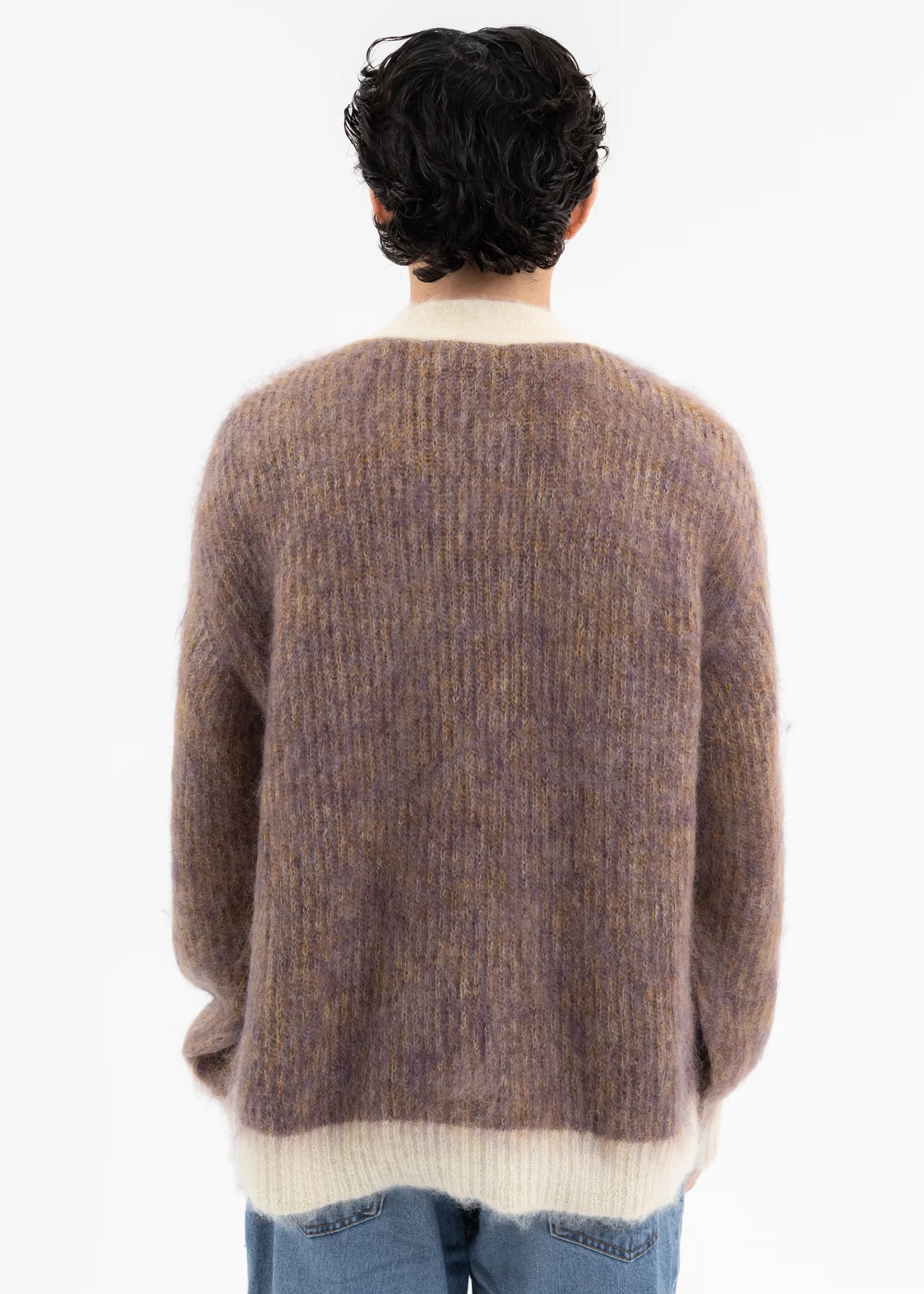 Beige SHAGGY KNIT CARDIGAN - Image 4