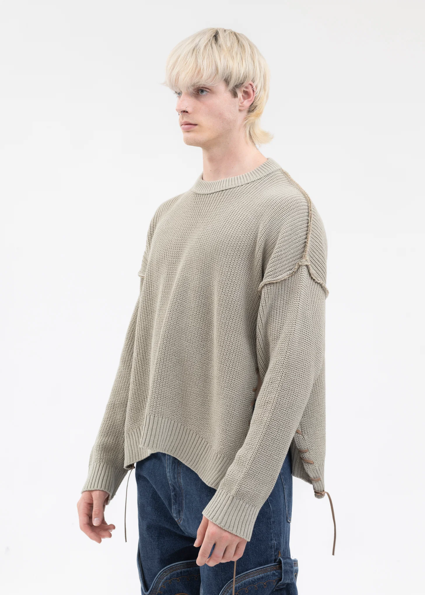 Beige SHORT LENGTH COTTON KNIT - Image 3