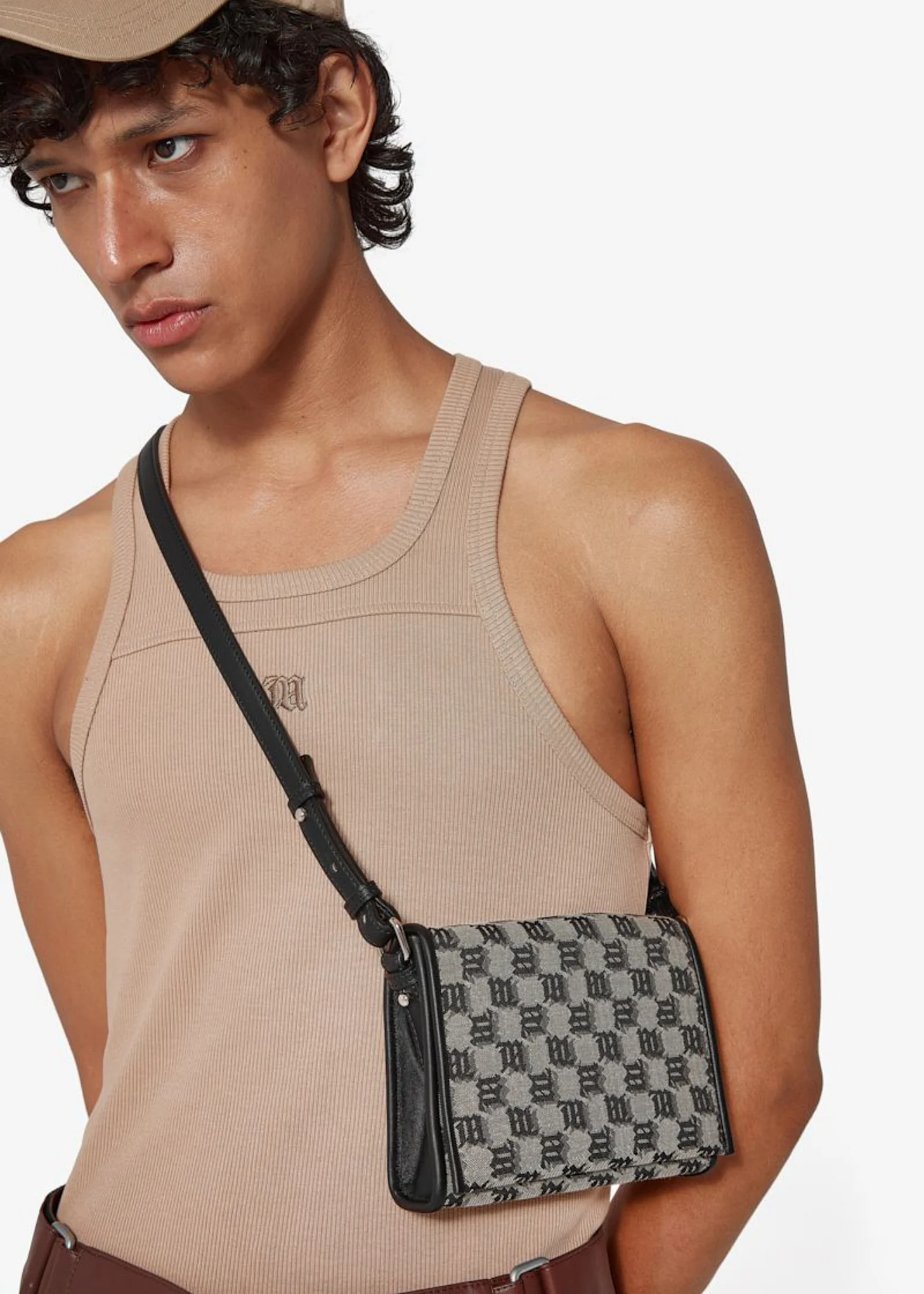 Beige Signature Monogram Jacquard Phone Pouch - Image 2