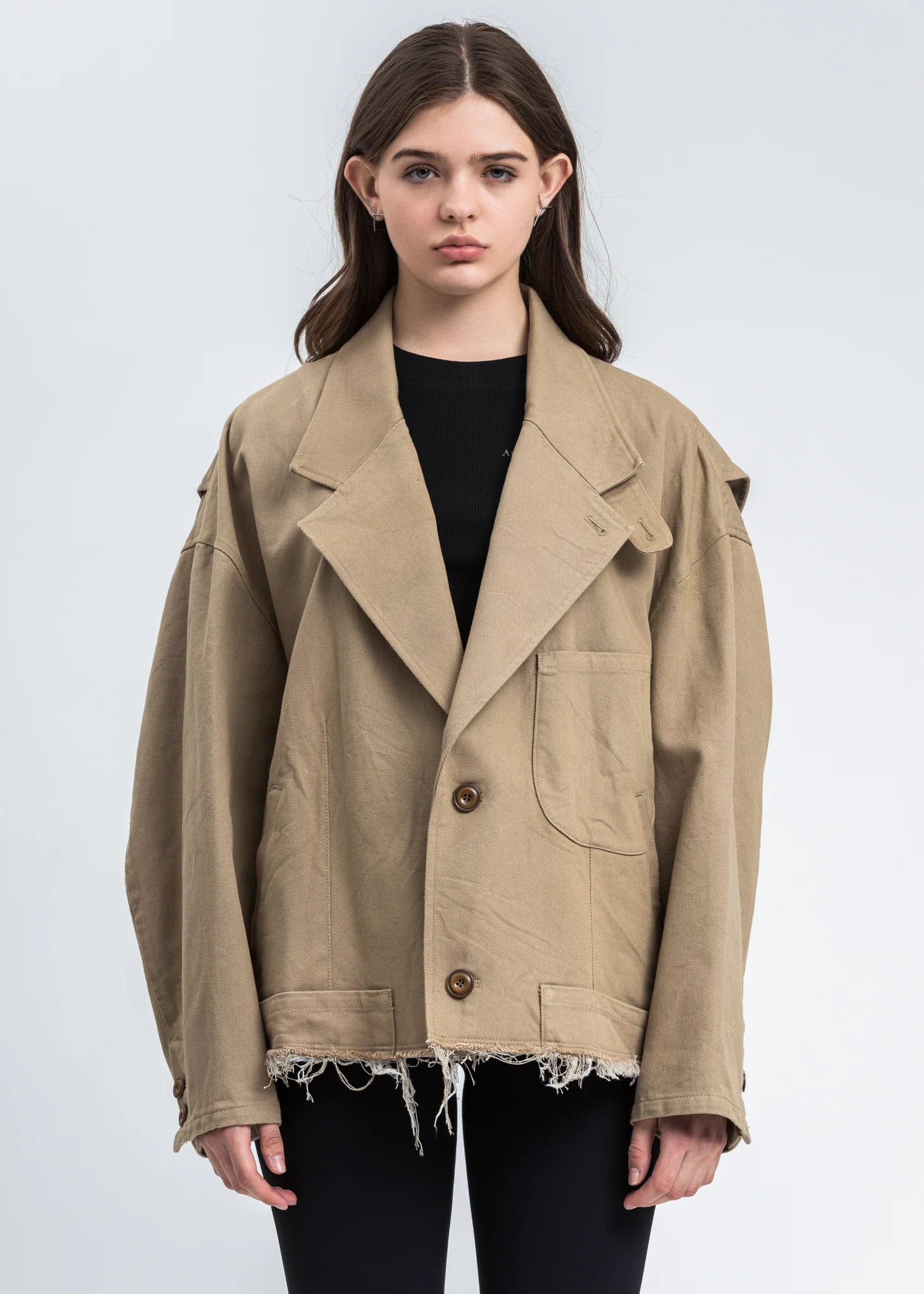 Beige Silk Chino Cut Off Jacket