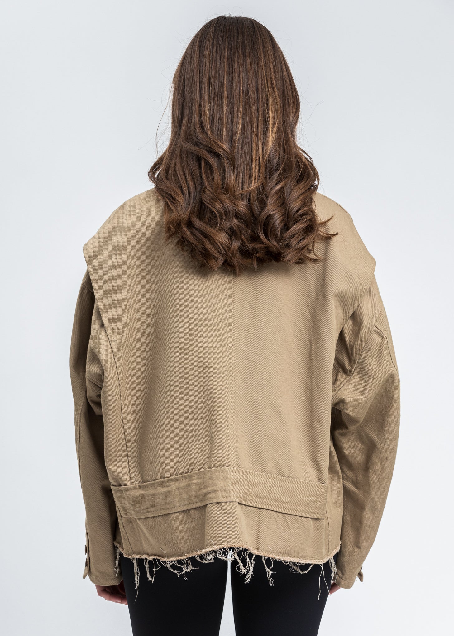 Beige Silk Chino Cut Off Jacket - Image 4