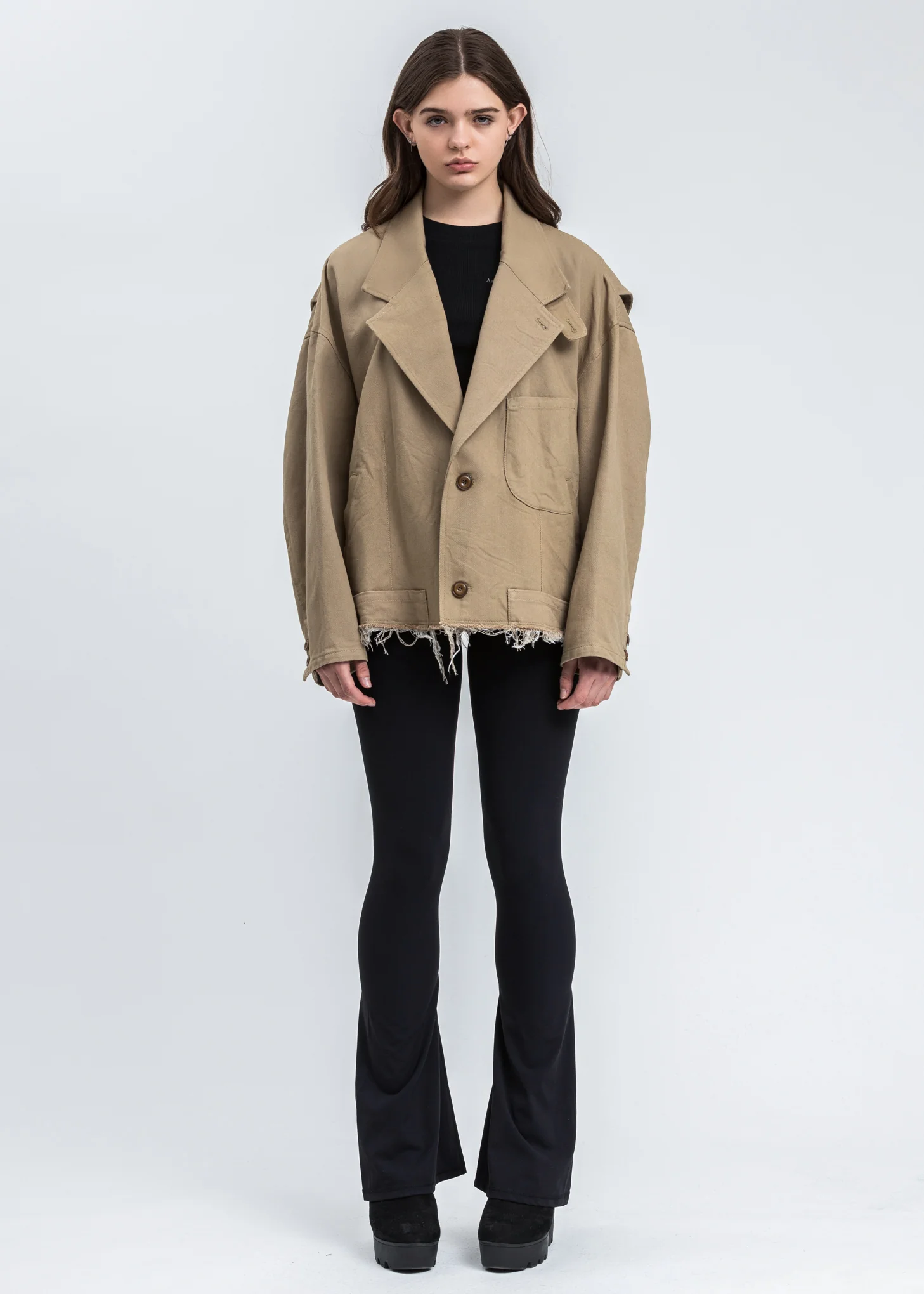 Beige Silk Chino Cut Off Jacket - Image 6