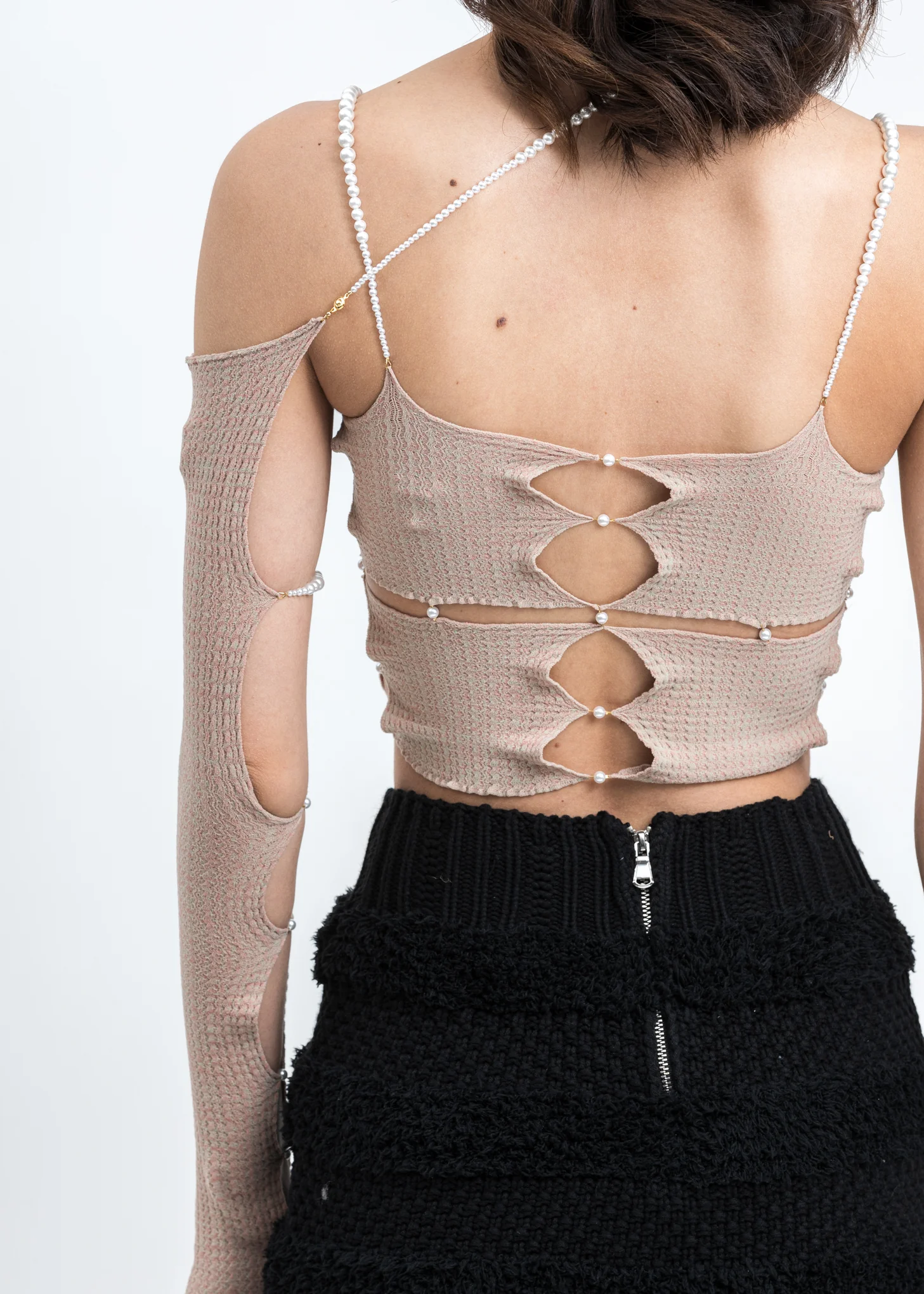 Beige Single Arm Sleeve w Crossbody Chain - Image 2