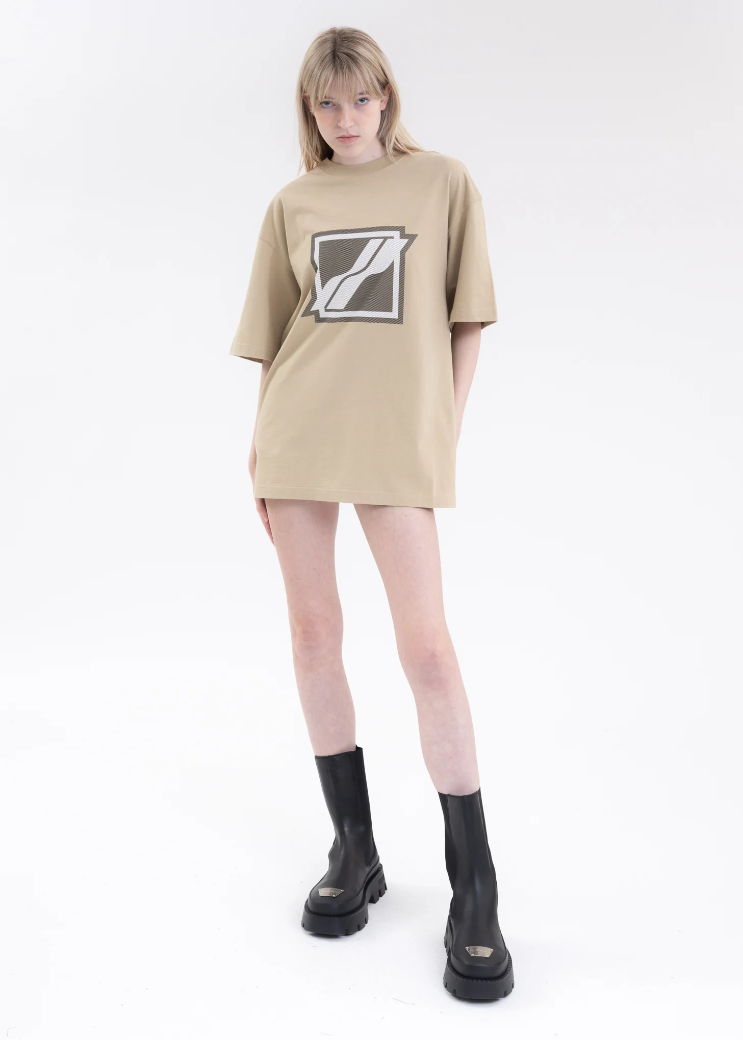 BEIGE STRIPE BIG LOGO T-SHIRT - Image 5