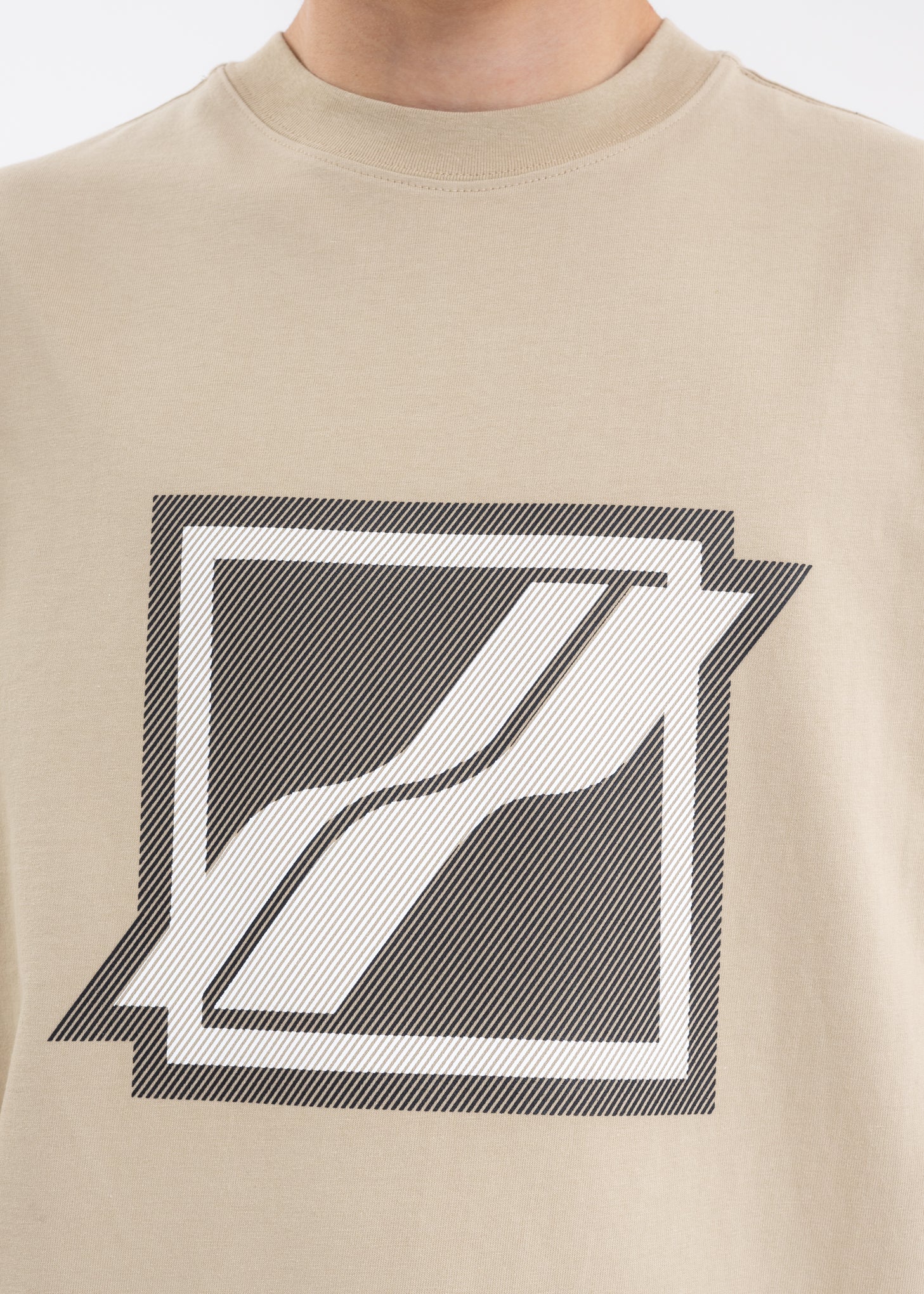 BEIGE STRIPE BIG LOGO T-SHIRT - Image 2
