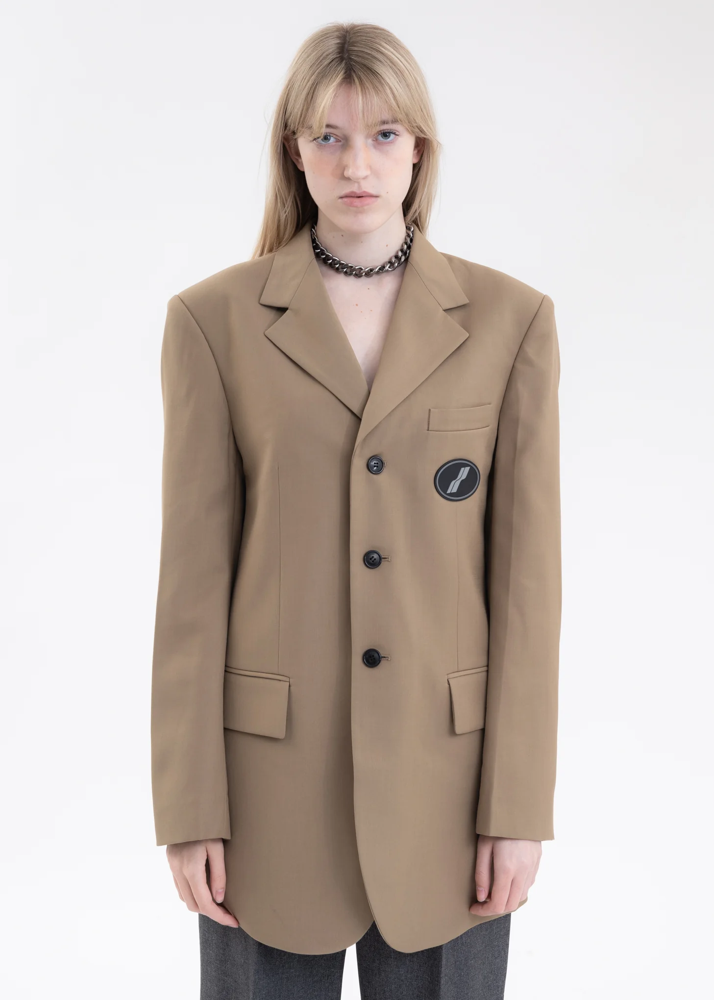 Beige Suit Logo Blazer