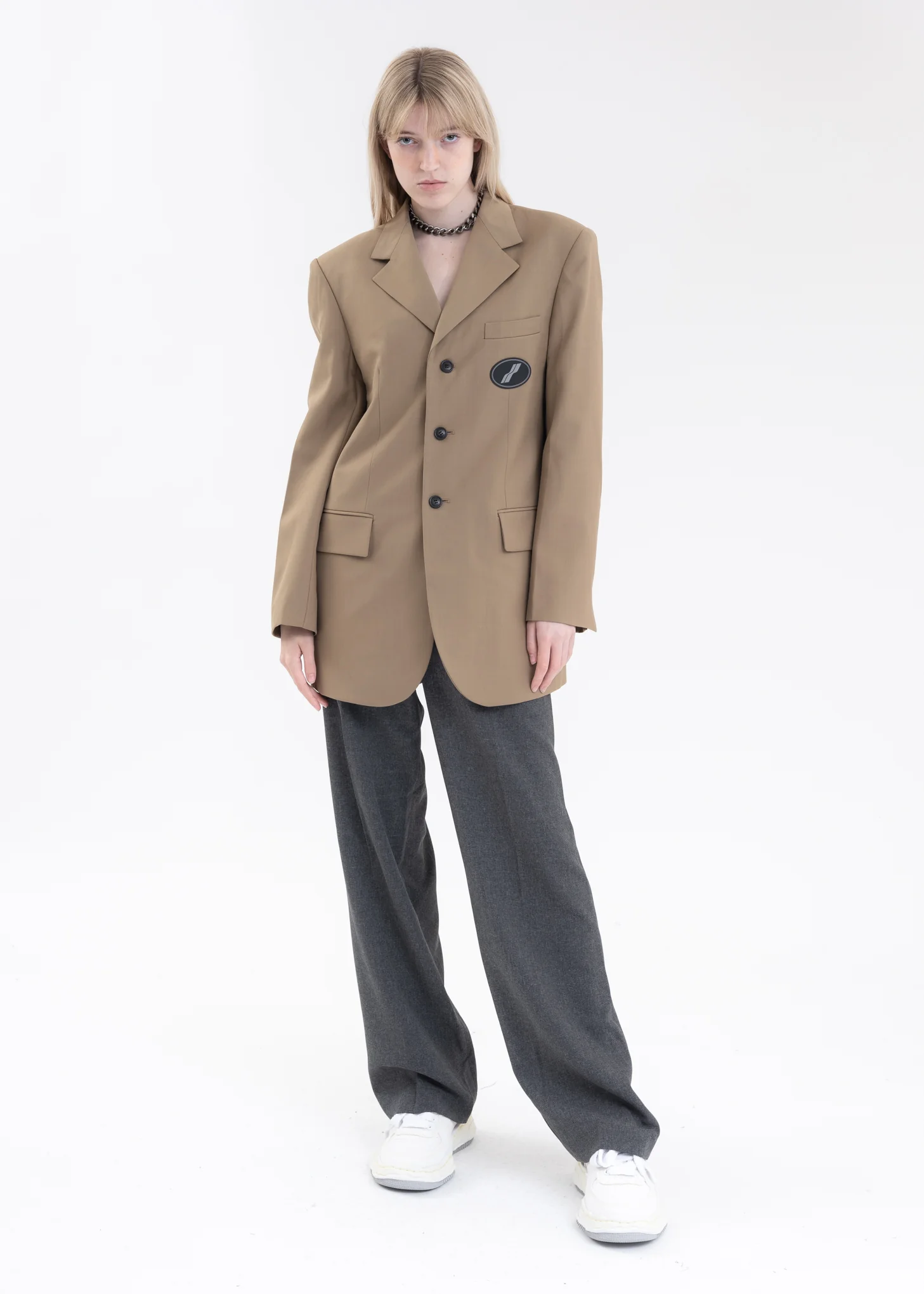 Beige Suit Logo Blazer - Image 5