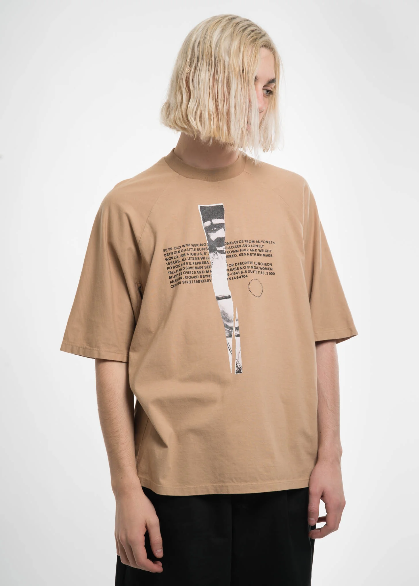 Beige T Cut T-Shirt w/ Print 6