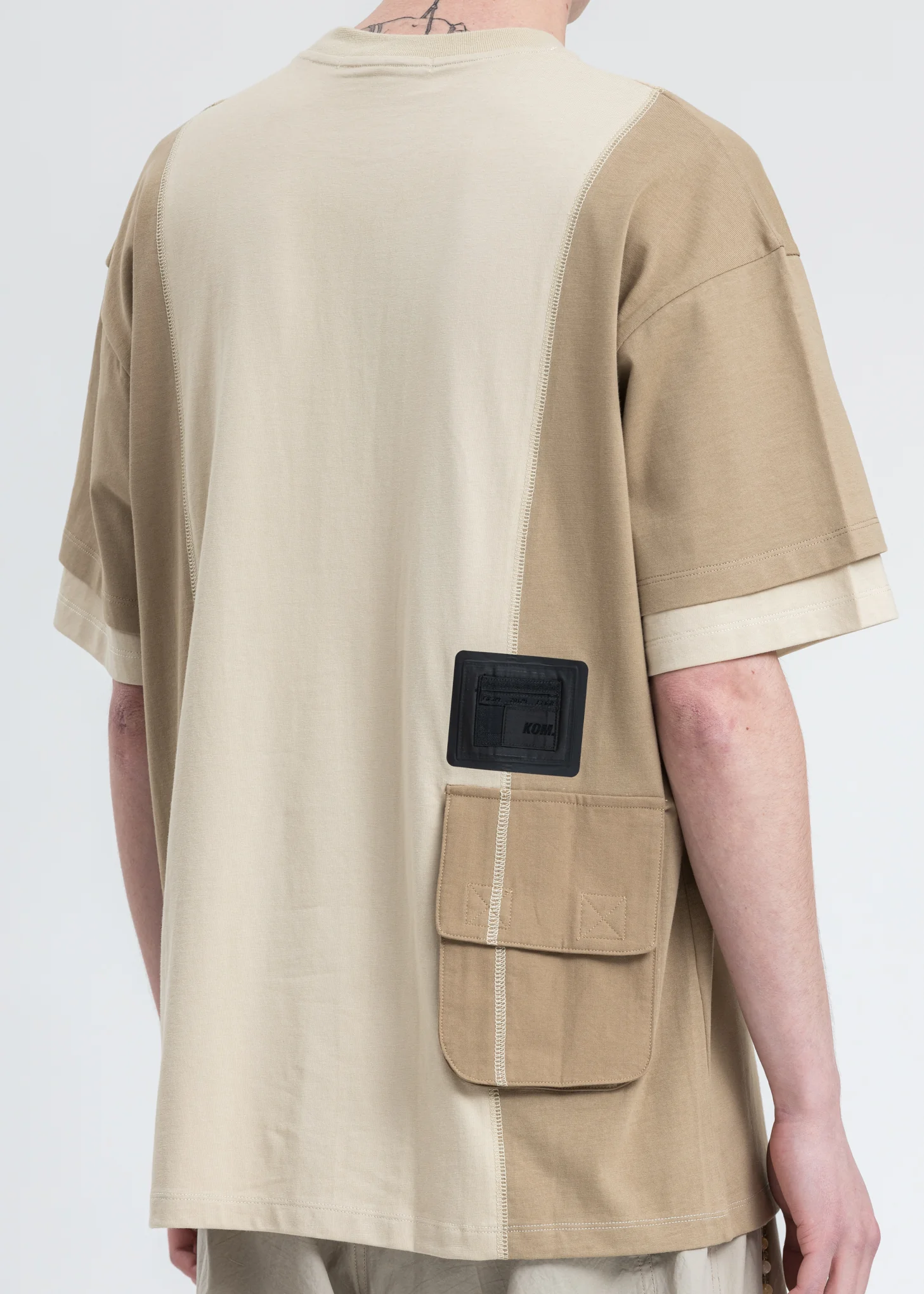 Beige Twist Drill Sliced T-shirt - Image 2