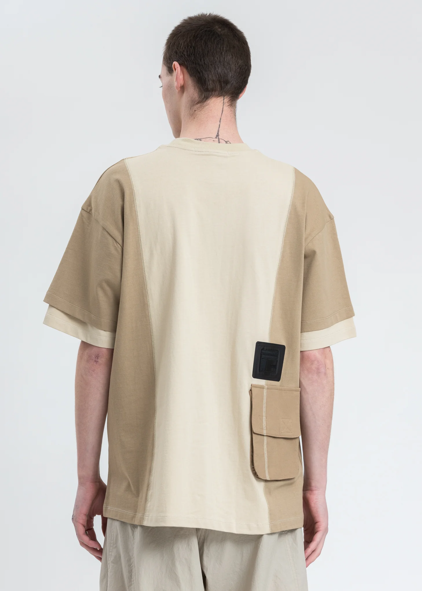 Beige Twist Drill Sliced T-shirt - Image 4