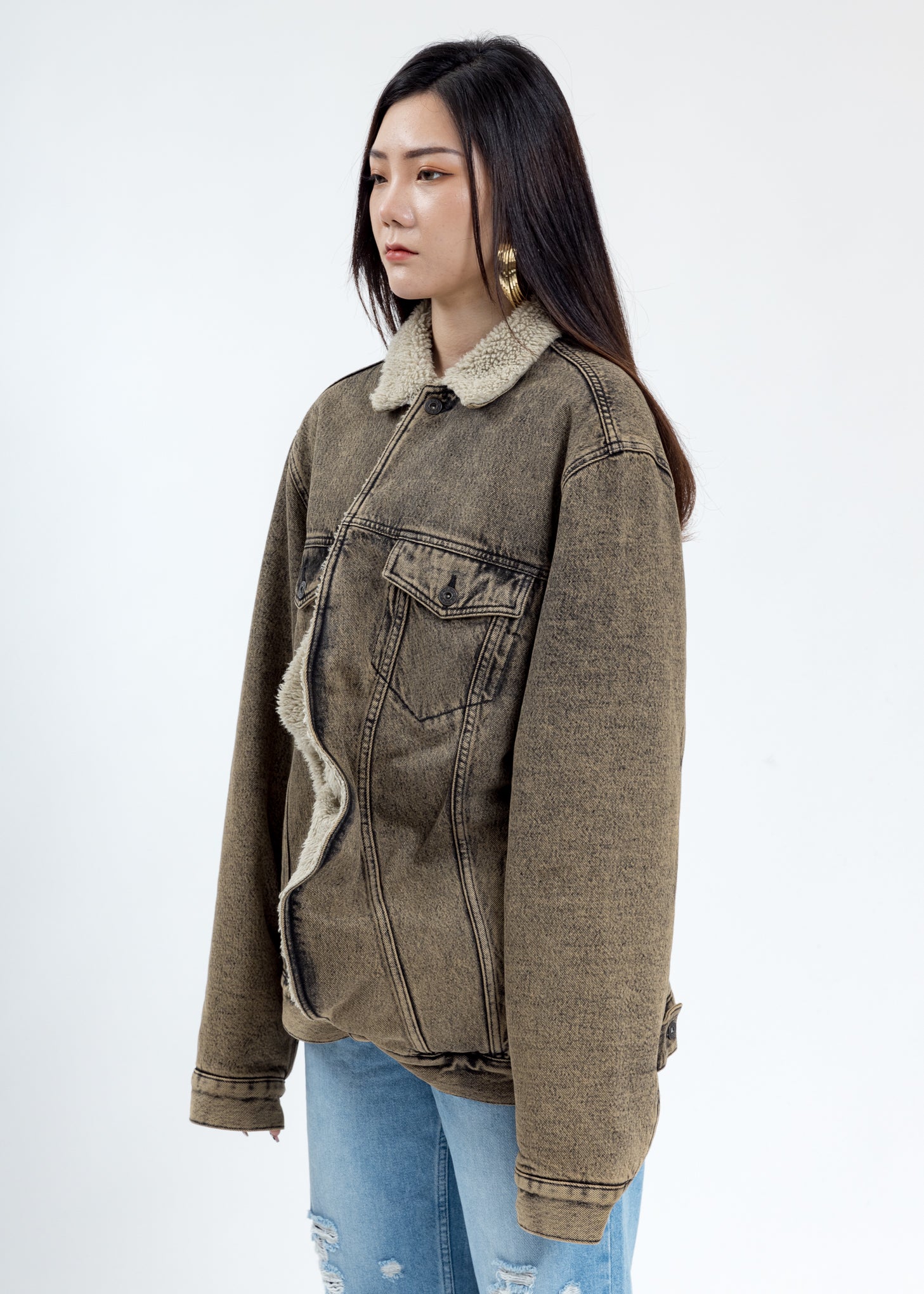 Beige Twisted Denim Jacket - Image 3