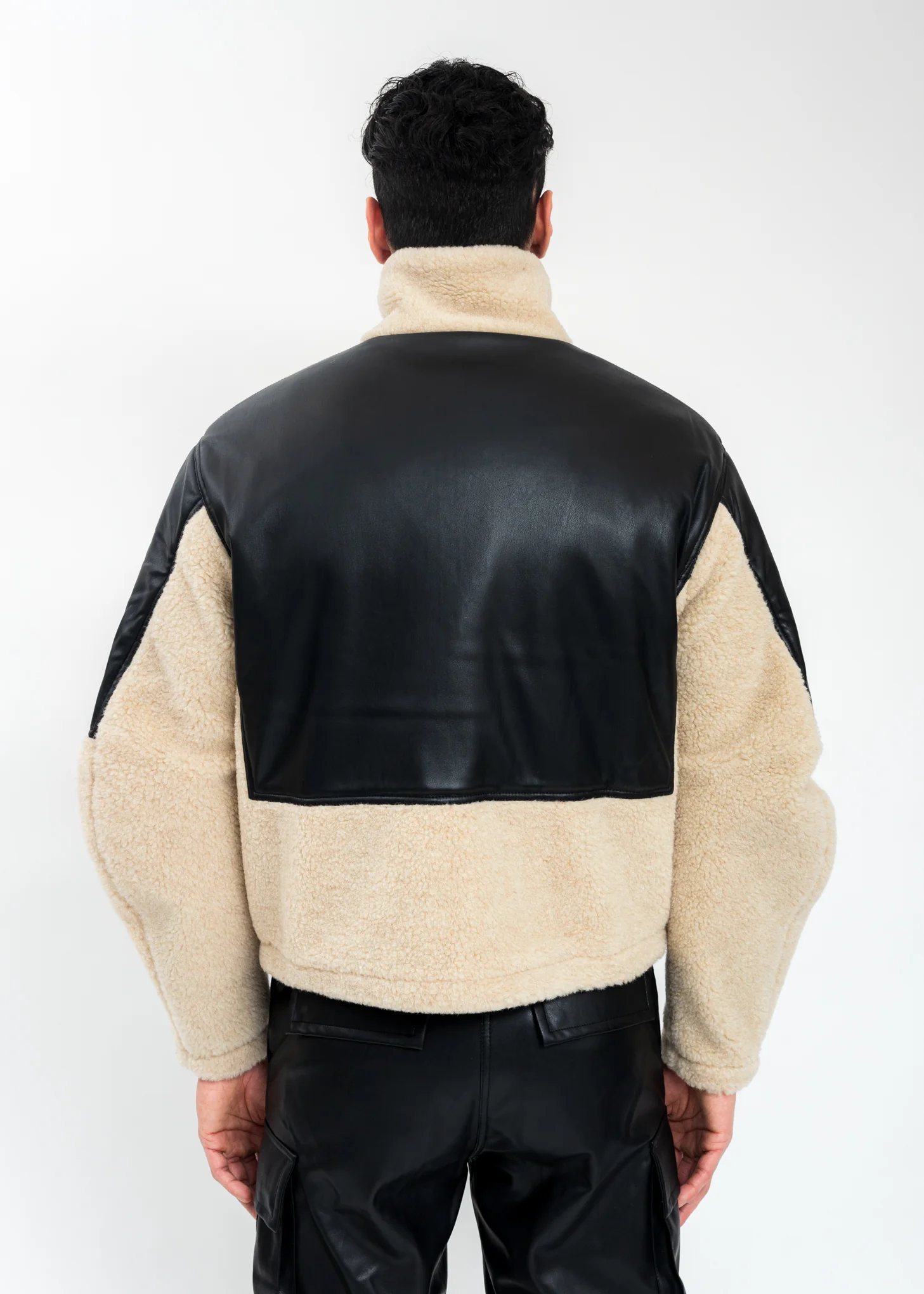 Beige Two Tone Fleece Jacket - Image 5