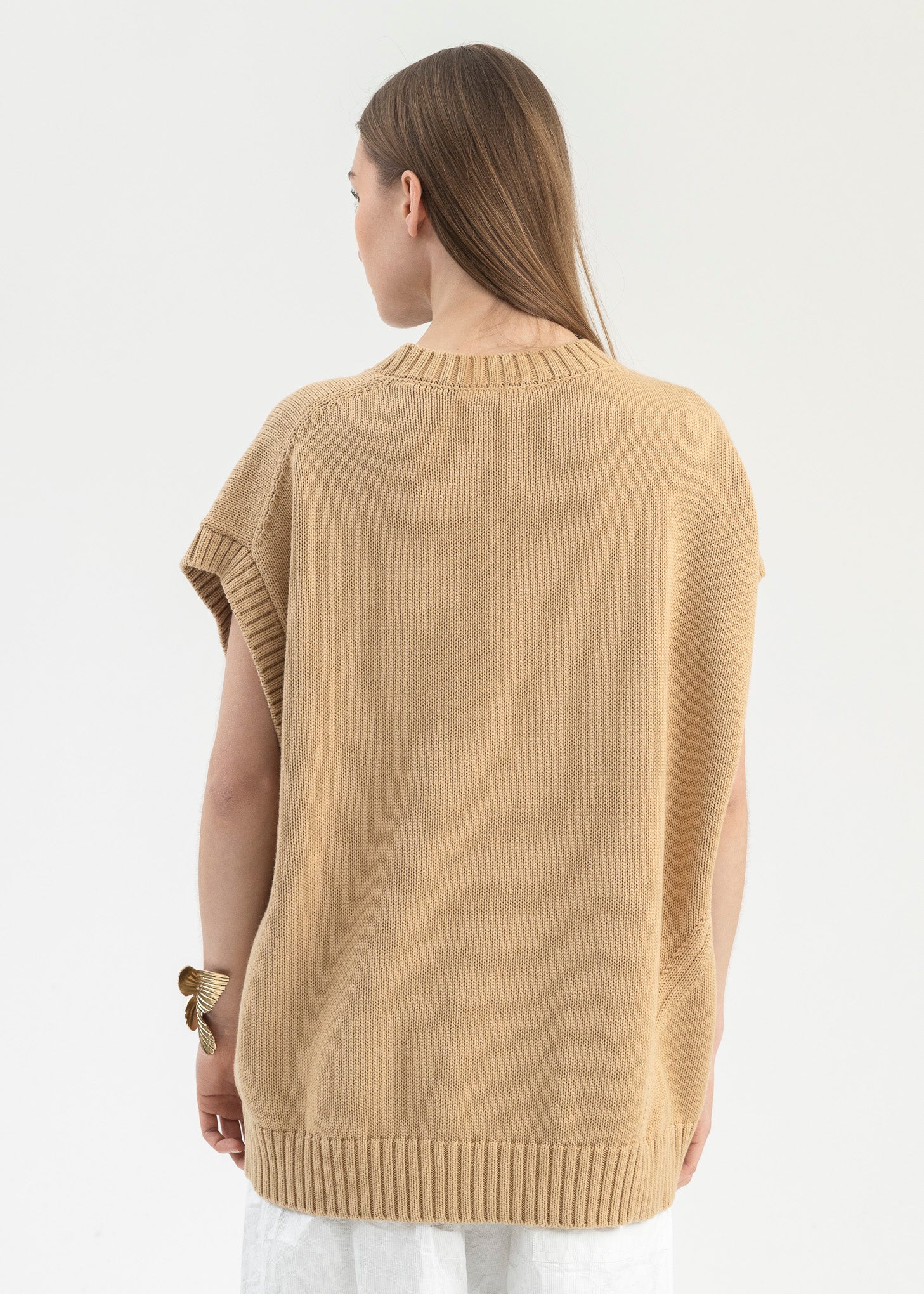 Beige V-Neck Vest - Image 3