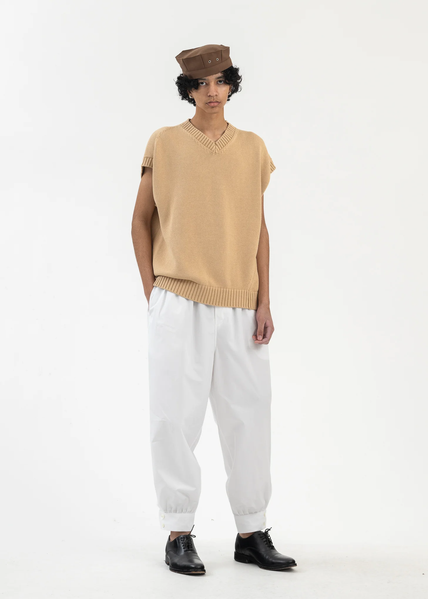 Beige V-Neck Vest - Image 5