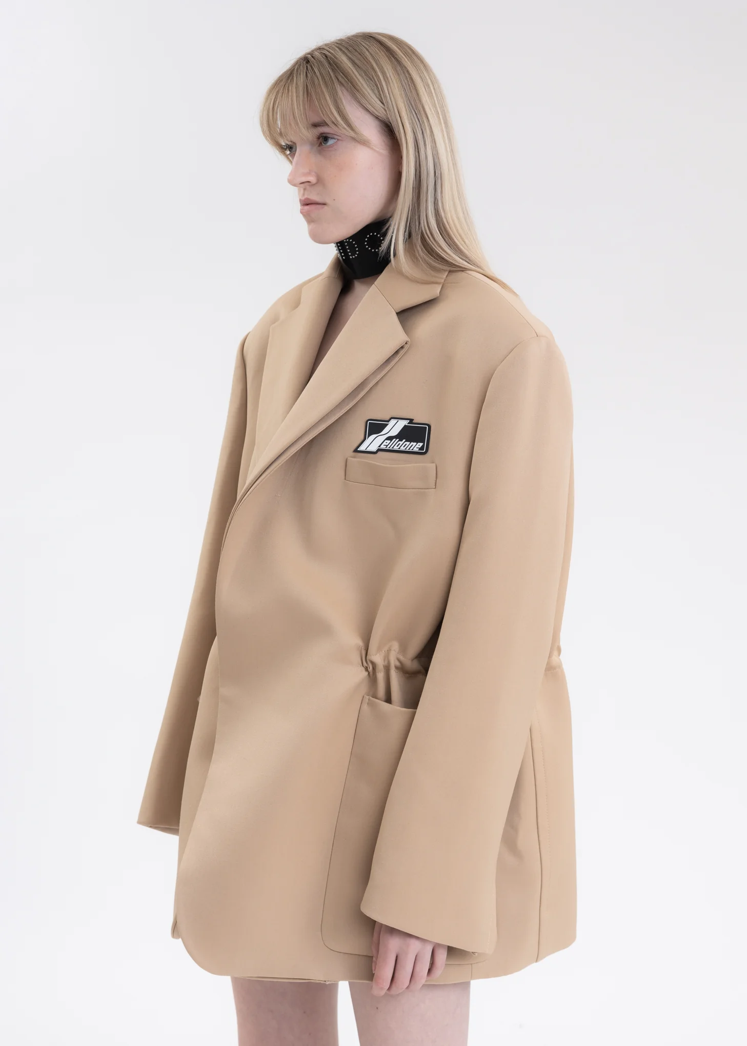 BEIGE WAIST STRING JACKET WITH LOGO WAPPEN - Image 2