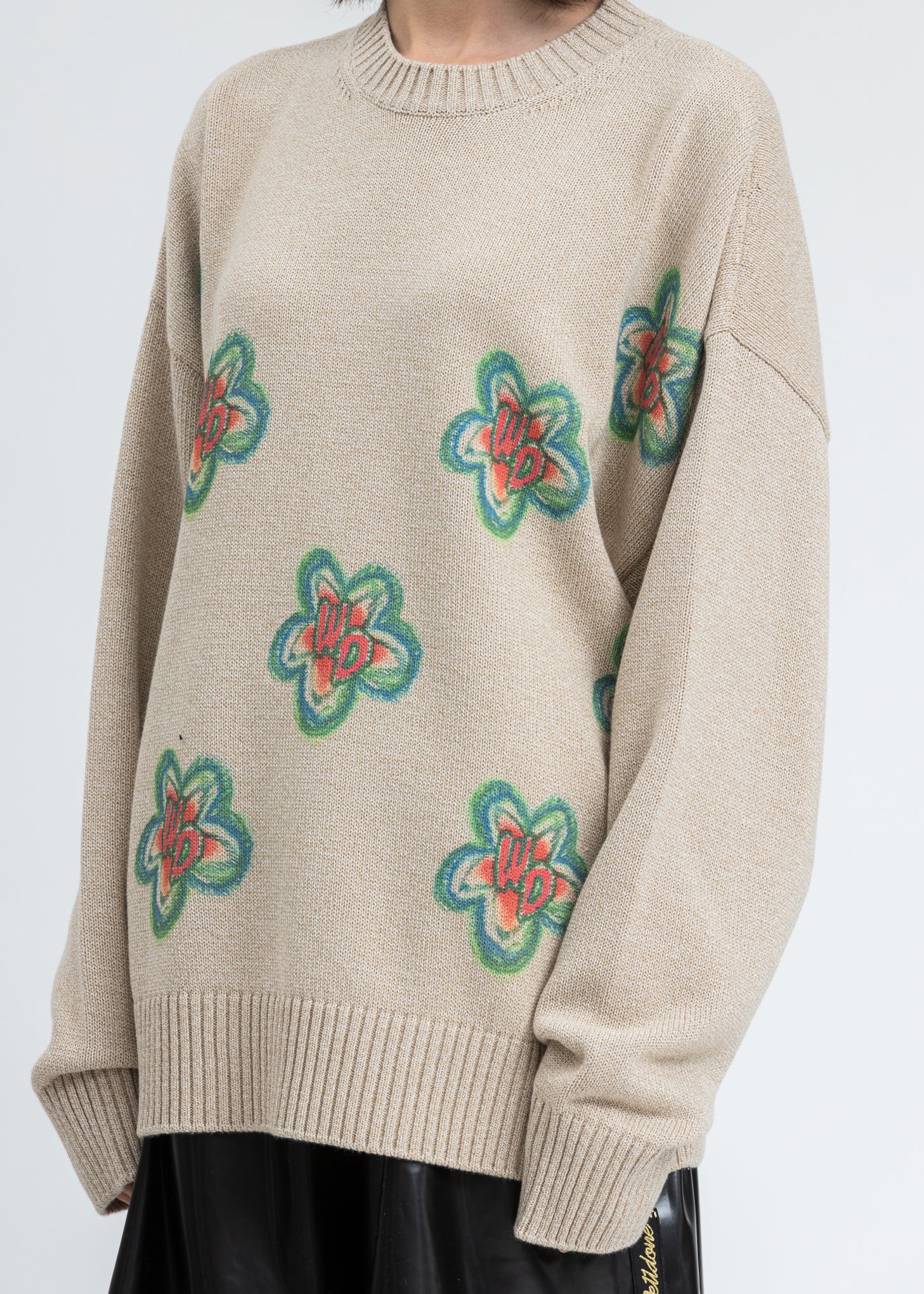 Beige WD Printed Knit Sweater - Image 2