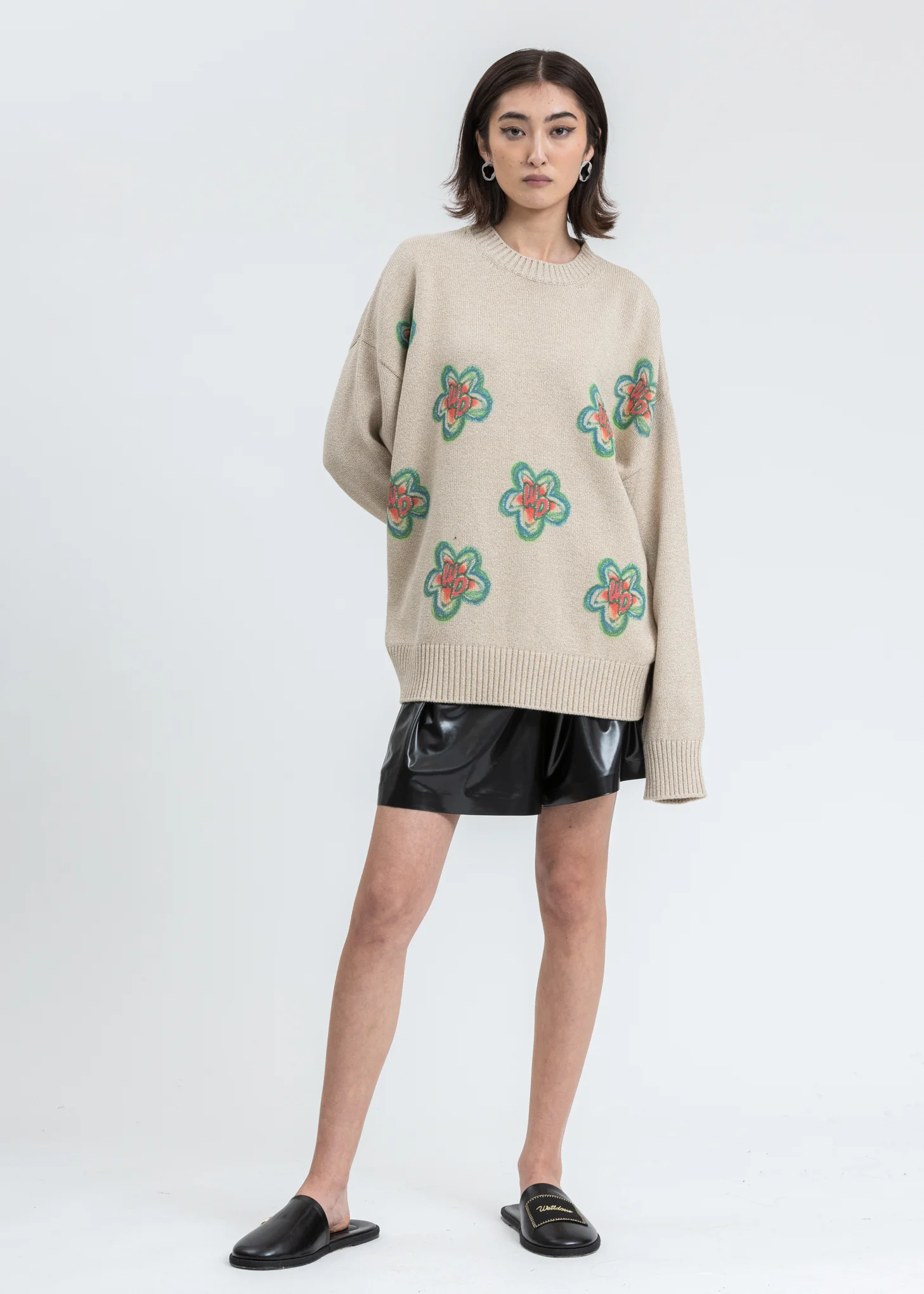 Beige WD Printed Knit Sweater - Image 6