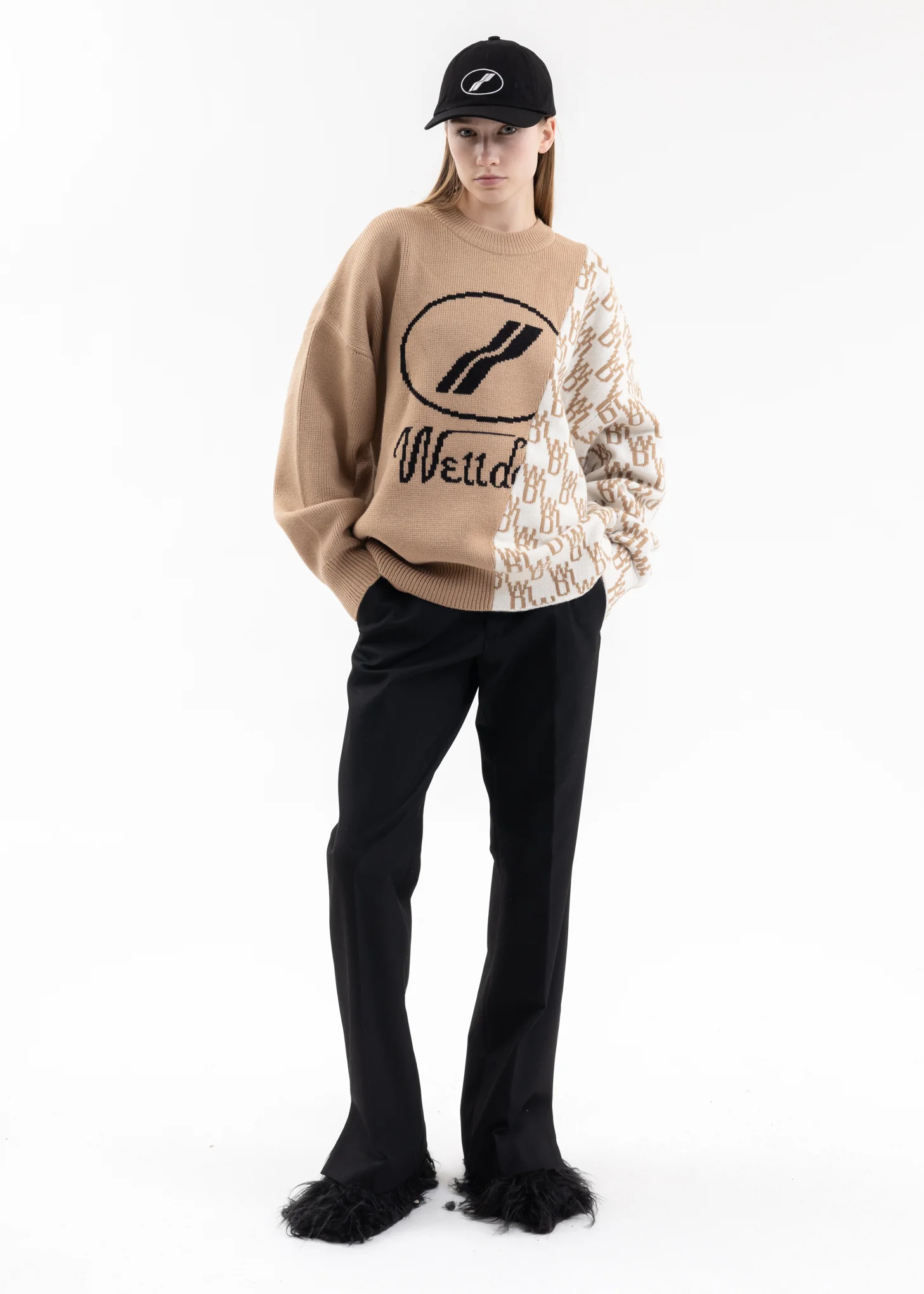 BEIGE WD1 GRAPHIC MIX LOGO SWEATER - Image 6