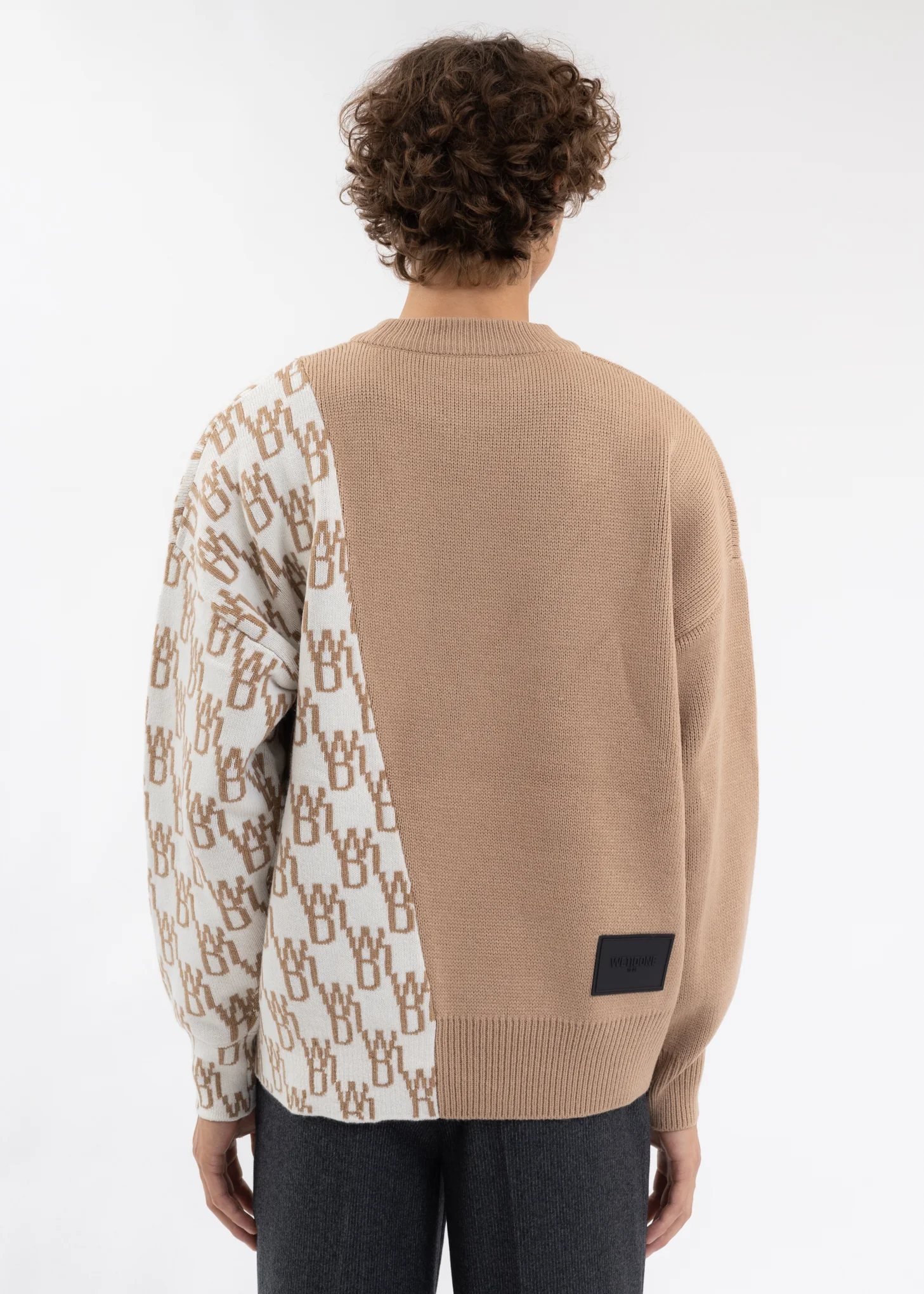BEIGE WD1 GRAPHIC MIX LOGO SWEATER - Image 2