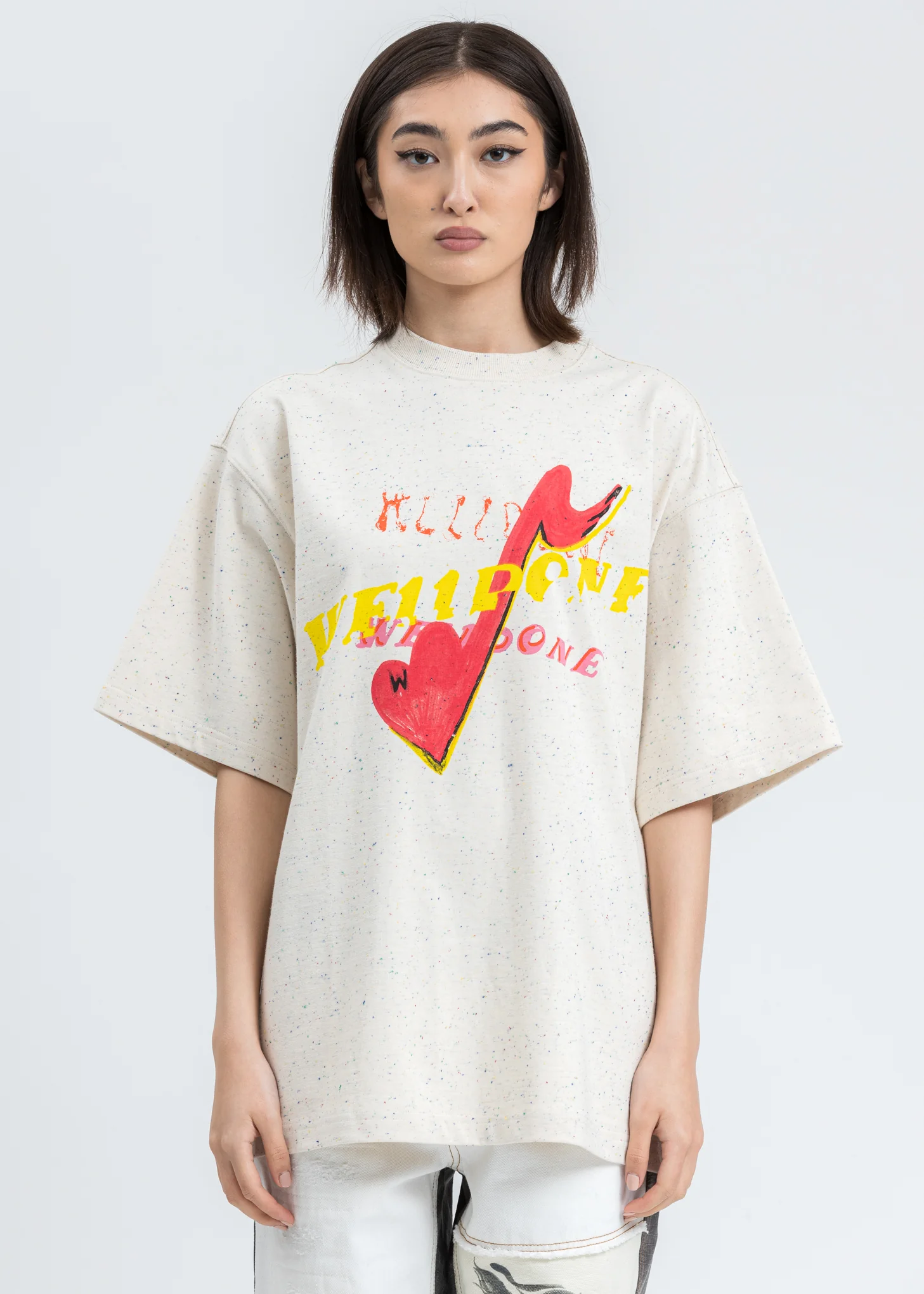 Beige We11done Character Print T-Shirt