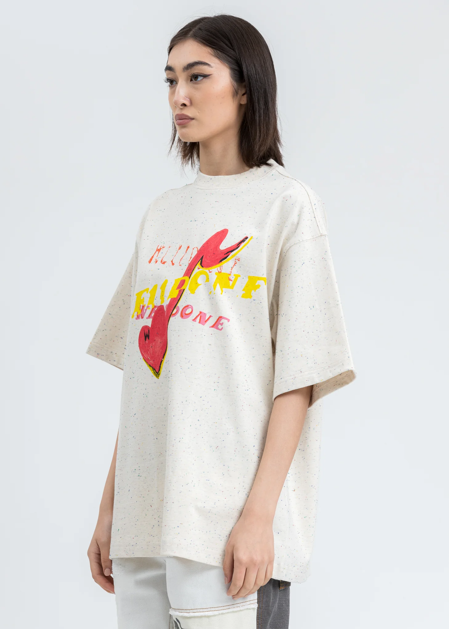 Beige We11done Character Print T-Shirt - Image 3