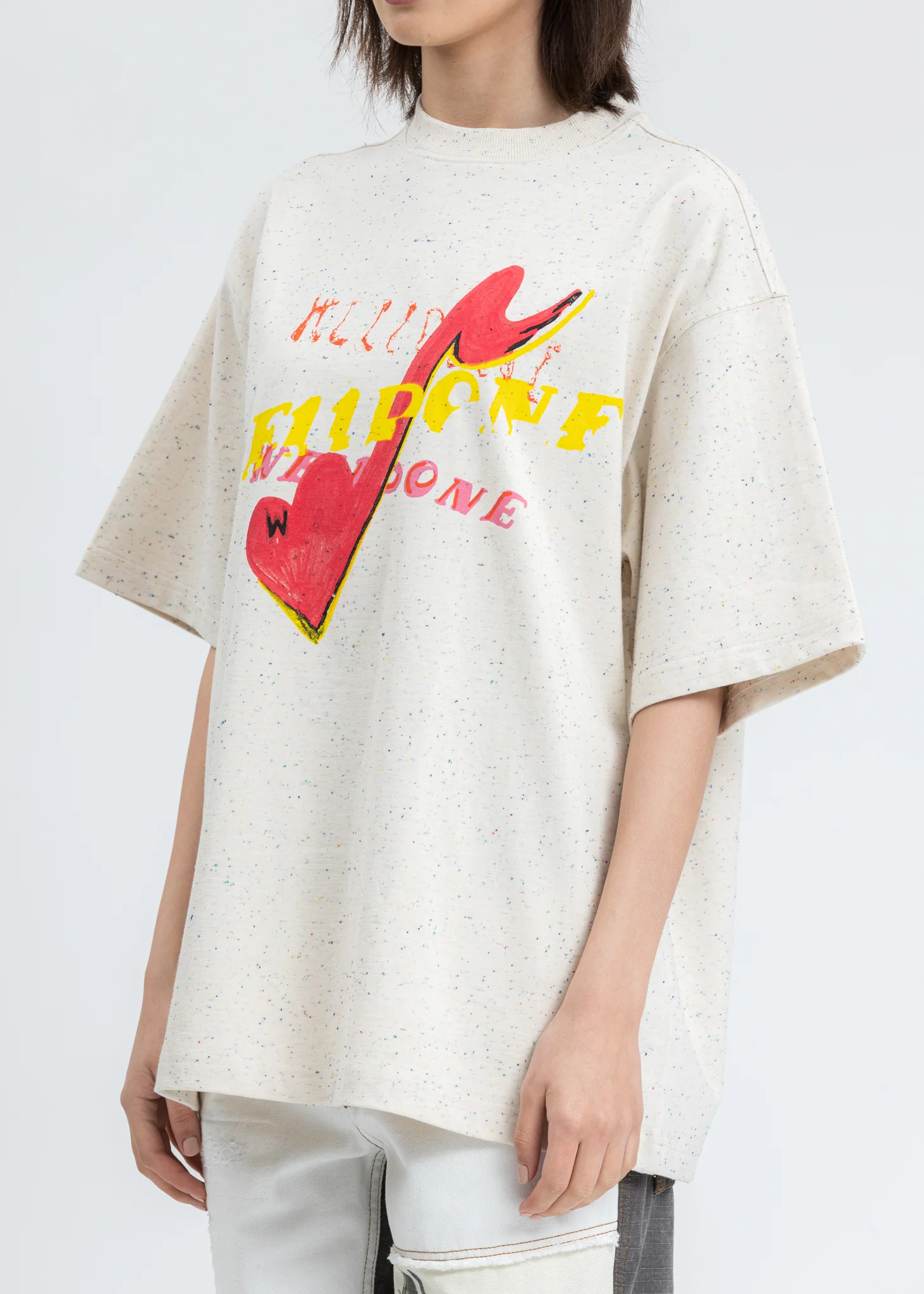 Beige We11done Character Print T-Shirt - Image 4