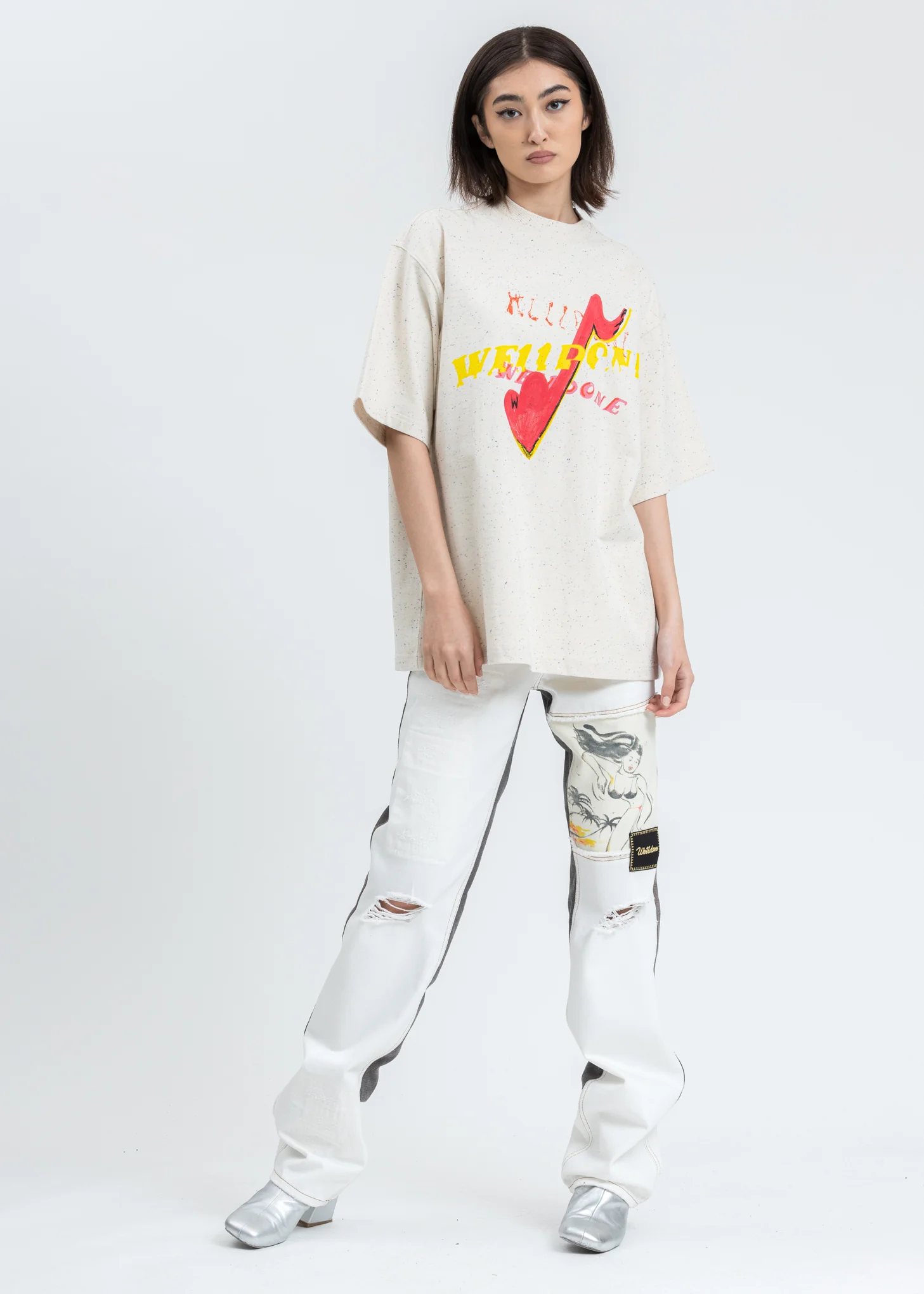 Beige We11done Character Print T-Shirt - Image 6