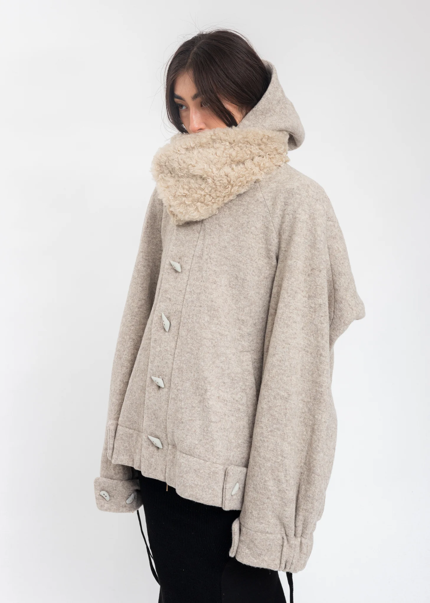 Beige Wool Oversized Jumper - Image 2