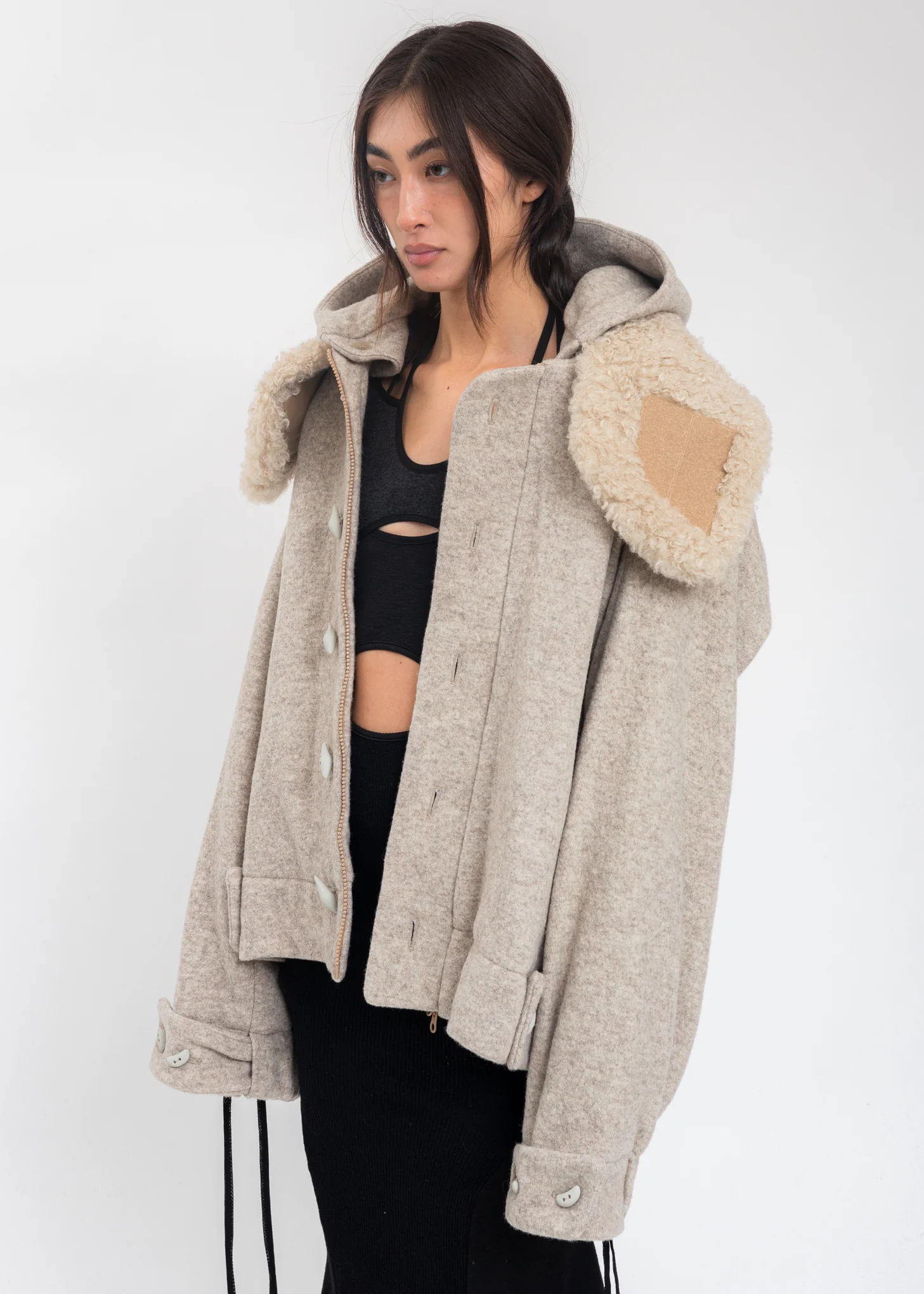 Beige Wool Oversized Jumper - Image 7